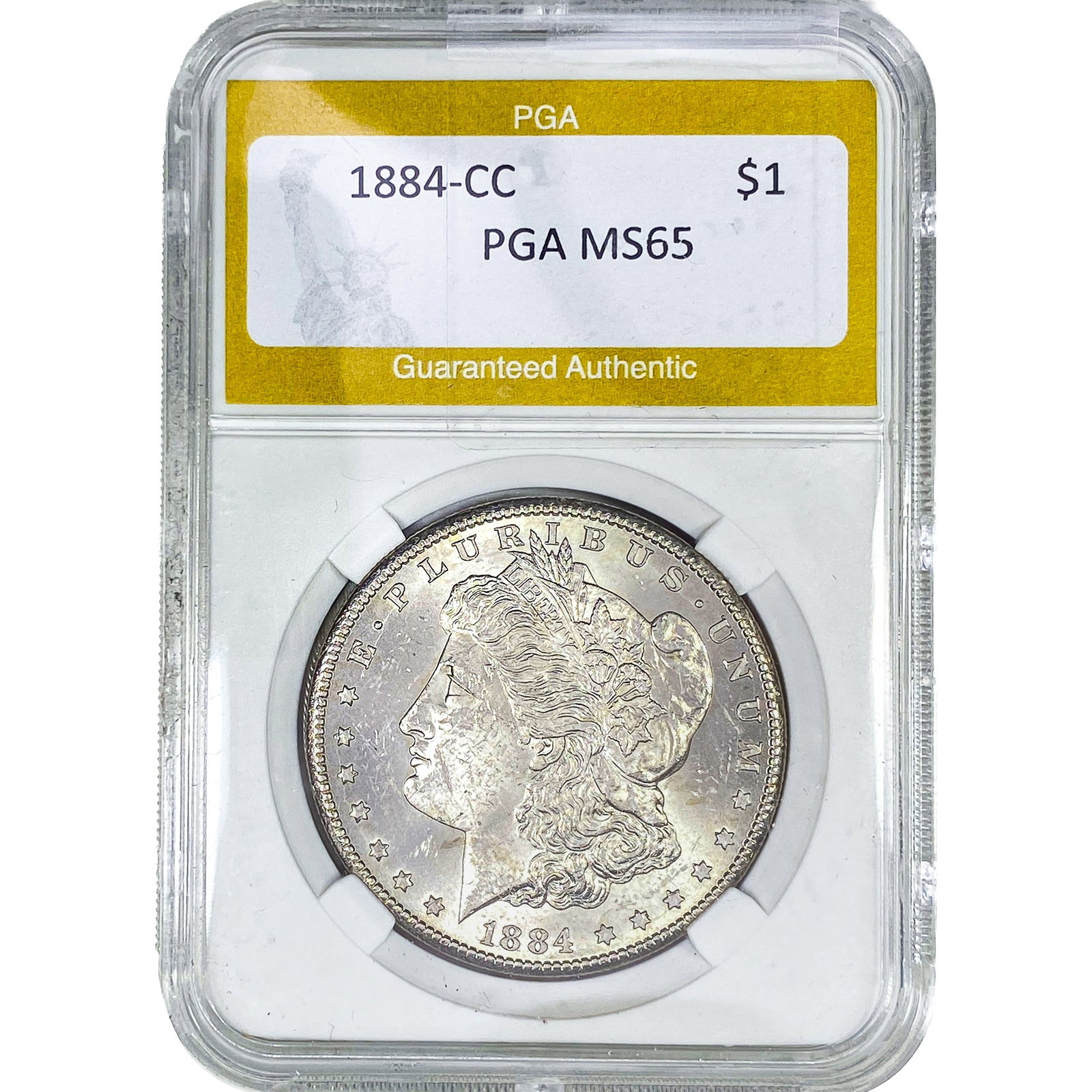 1884-CC Morgan Silver Dollar PGA MS65: 1884-CC Morgan Silver Dollar PGA MS65