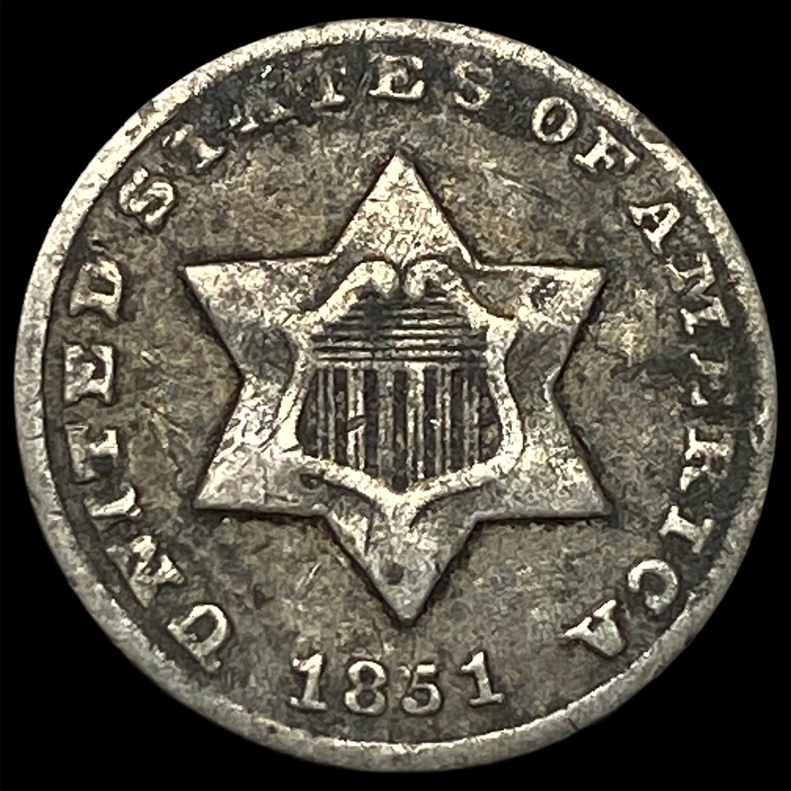 1851-O Silver Three-Cent Piece NEARLY UNCIRCULATED (1 of 2)