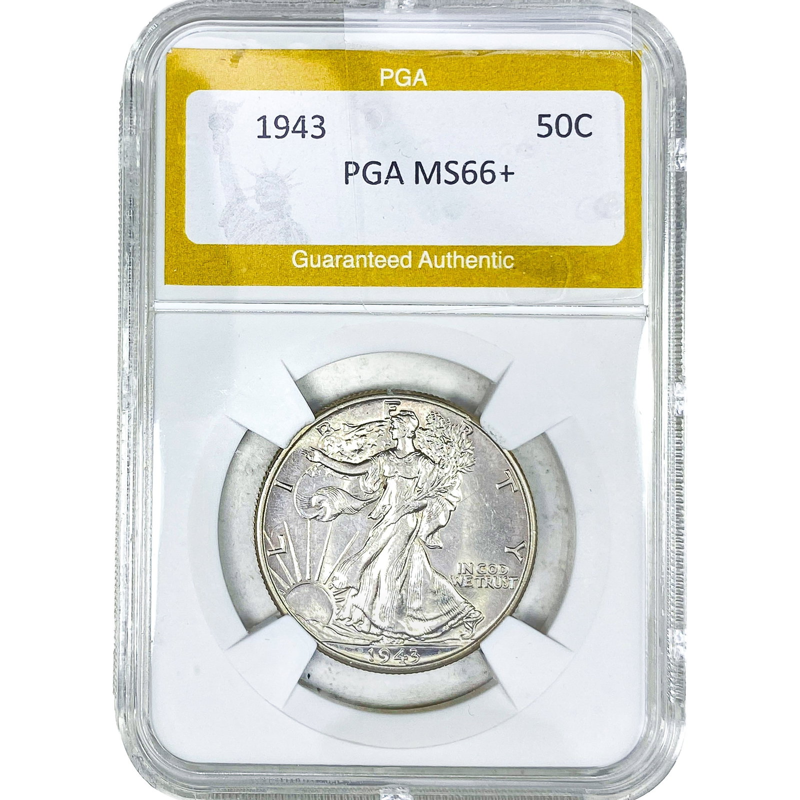 1943 Walking Liberty Half Dollar PGA MS66+: 1943 Walking Liberty Half Dollar PGA MS66+