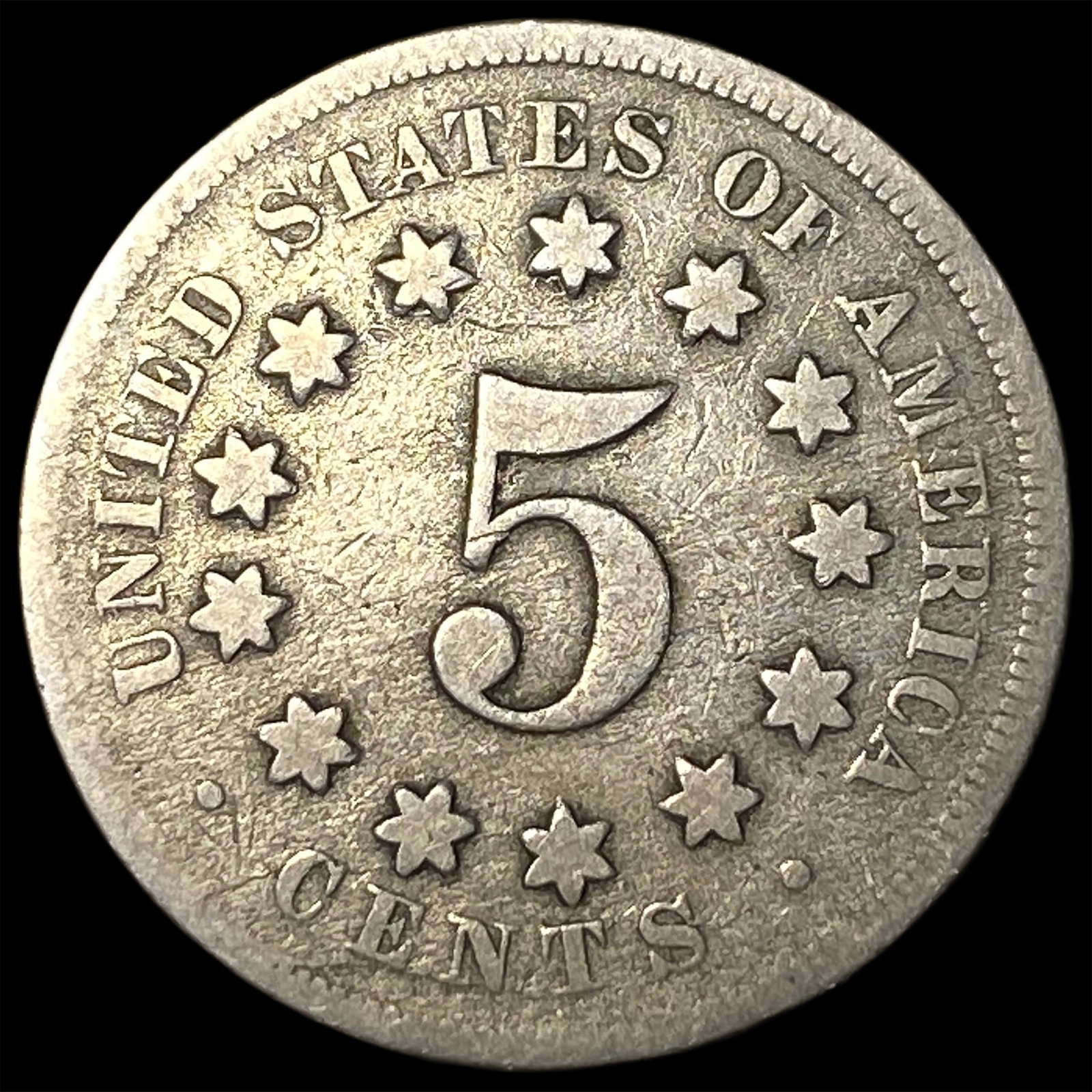 1867 Shield Nickel LIGHTLY CIRCULATED - 2