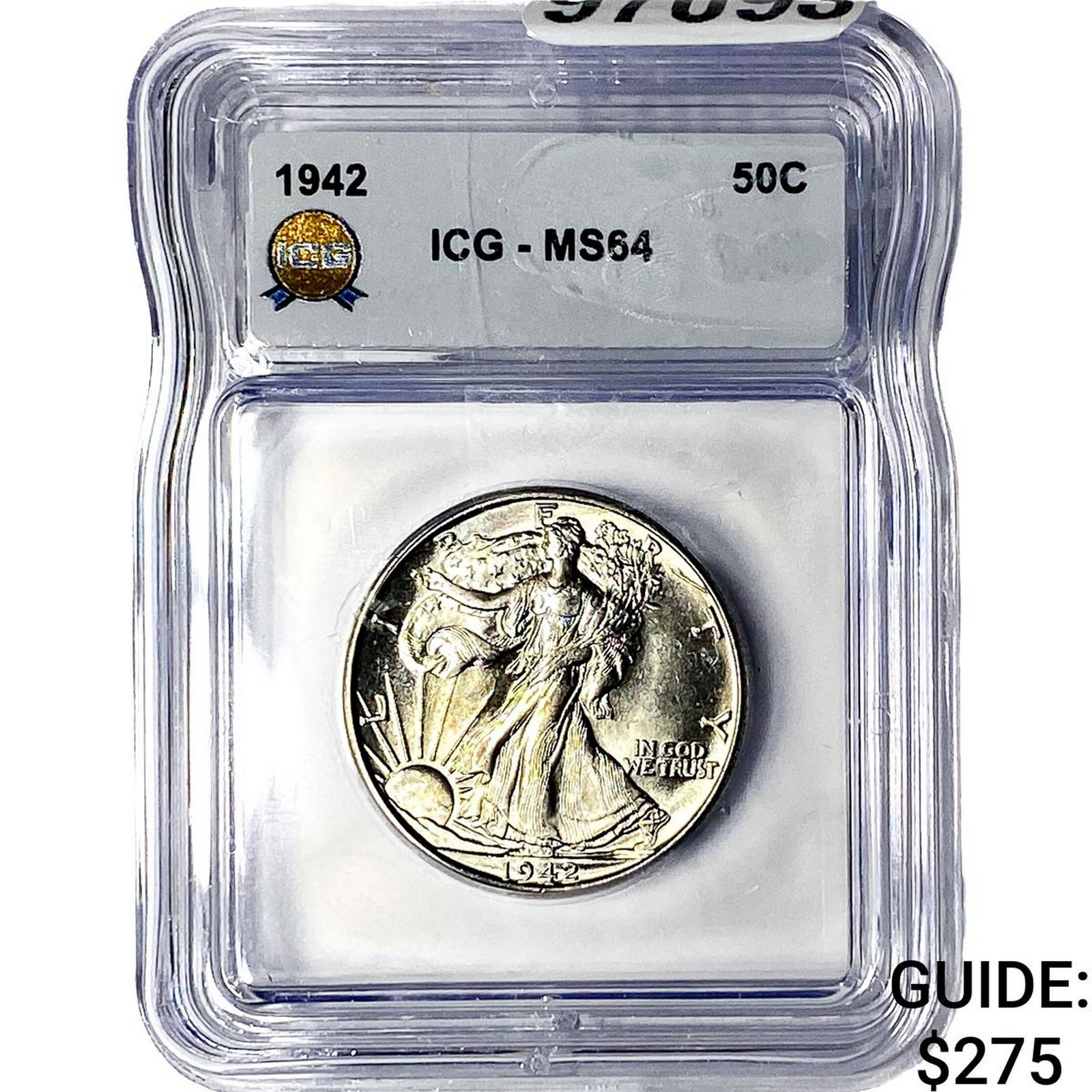 1942 Walking Liberty Half Dollar ICG MS64: 1942 Walking Liberty Half Dollar ICG MS64