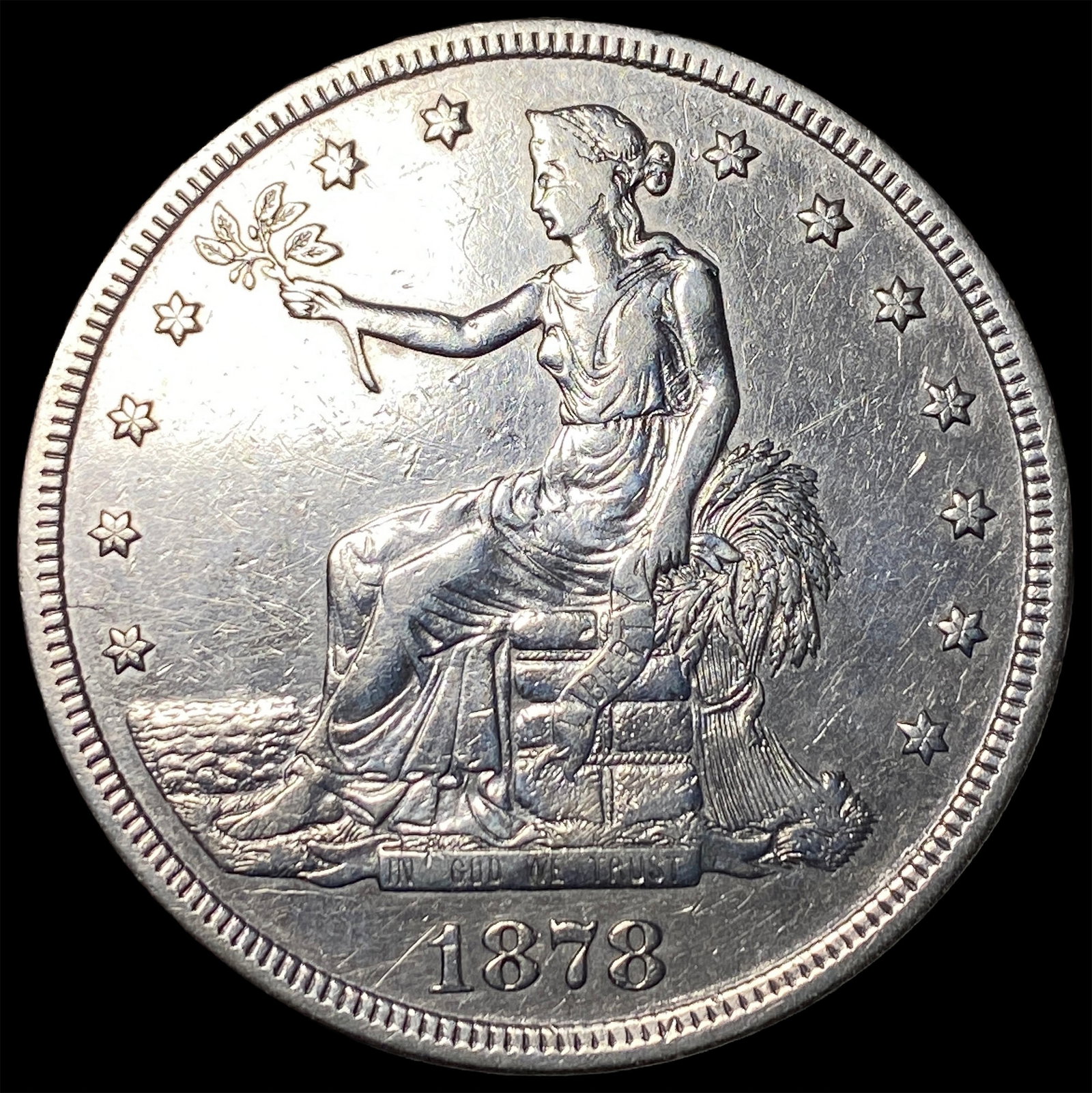 1878-S Silver Trade Dollar NEARLY UNCIRCULATED: 1878-S Silver Trade Dollar NEARLY UNCIRCULATED