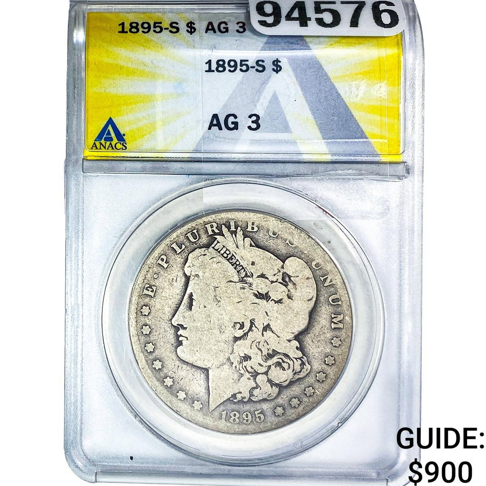 1895-S Morgan Silver Dollar ANACS AG3: 1895-S Morgan Silver Dollar ANACS AG3