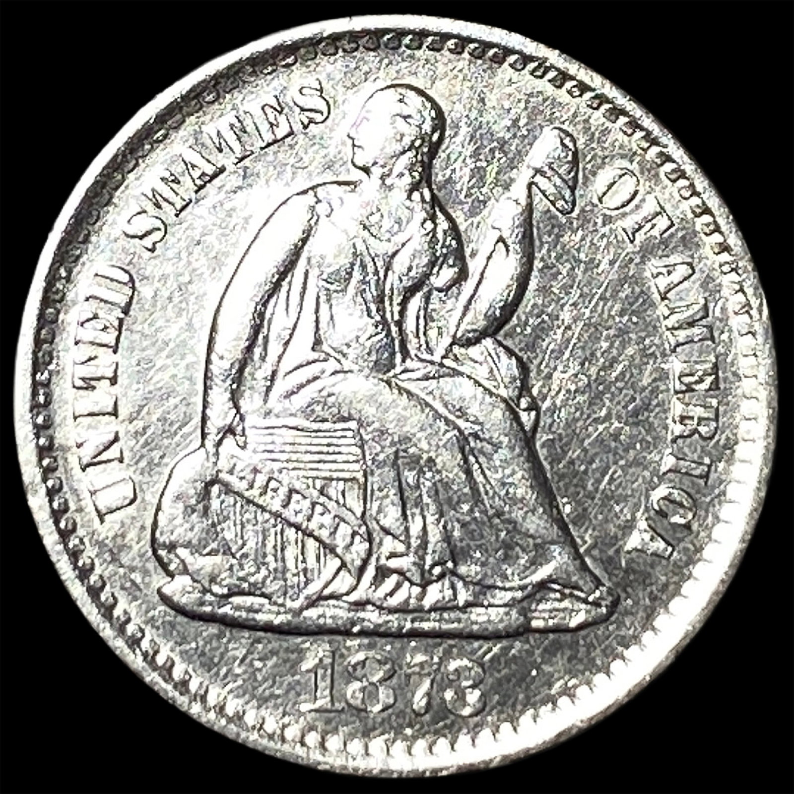 1873-S Silver Seated Liberty Half Dime UNCIRCULATED (1 of 2)