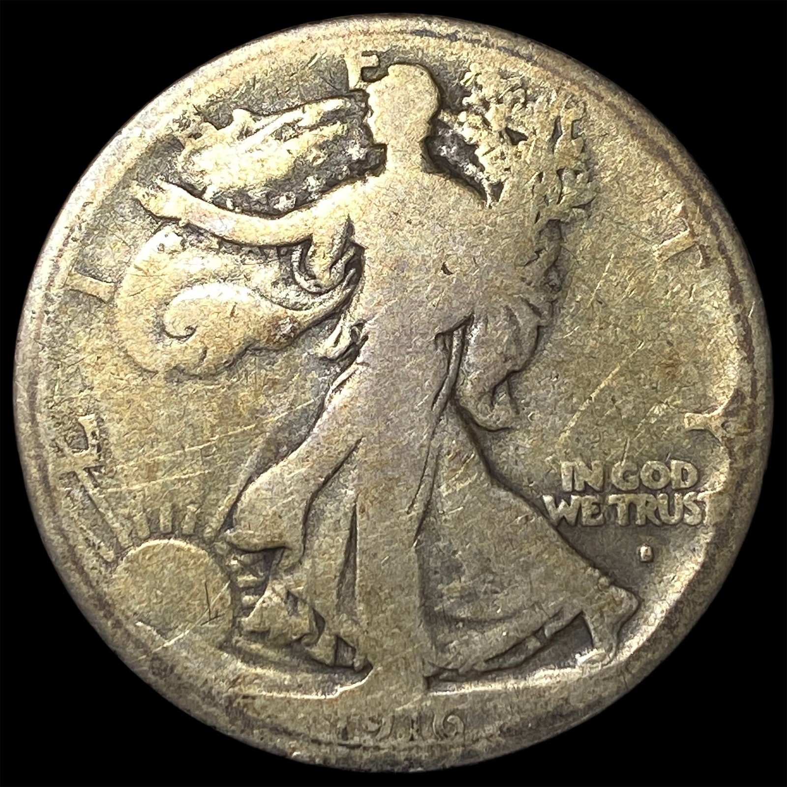 1916-S Silver Walking Liberty Half Dollar NICELY CIRCULATED: 1916-S Silver Walking Liberty Half Dollar NICELY CIRCULATED