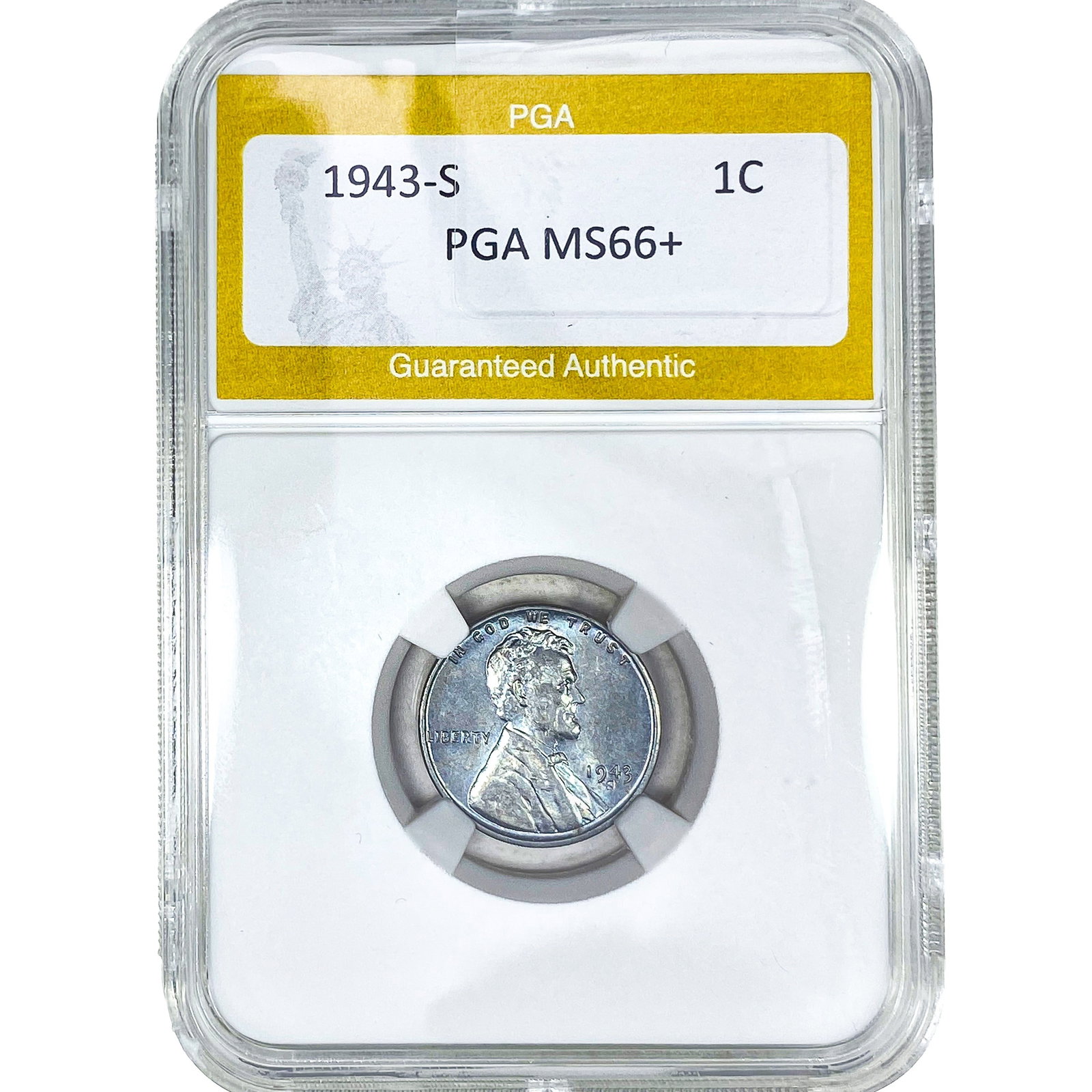 1943-S Wheat Cent PGA MS66+: 1943-S Wheat Cent PGA MS66+