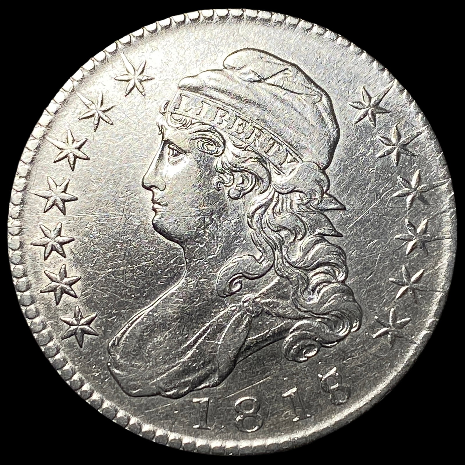 1818/7 Silver Capped Bust Half Dollar CLOSELY UNCIRCULATED (1 of 2)