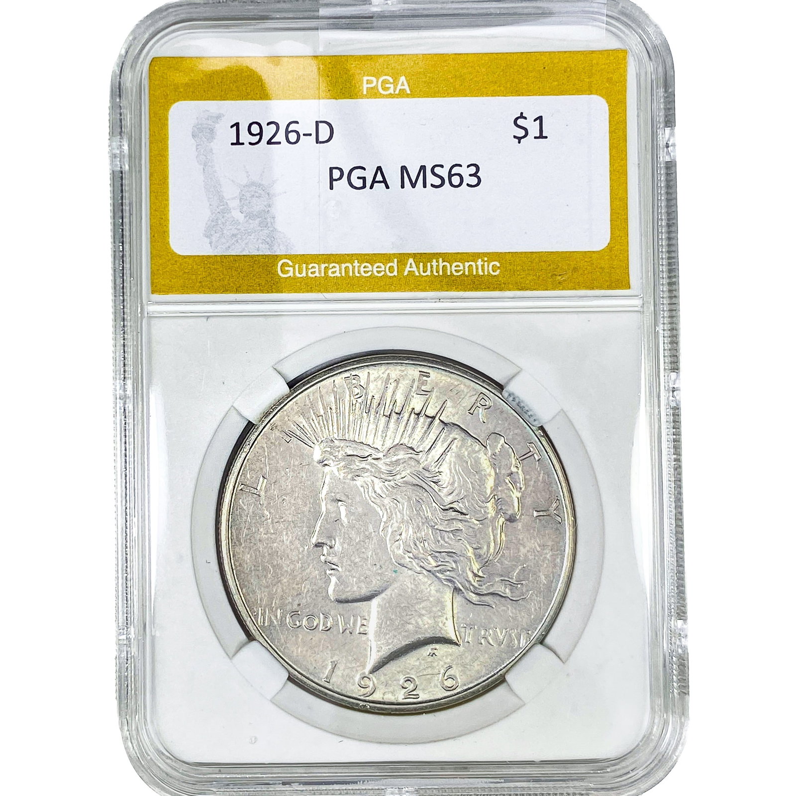 1926-D Silver Peace Dollar PGA MS63: 1926-D Silver Peace Dollar PGA MS63