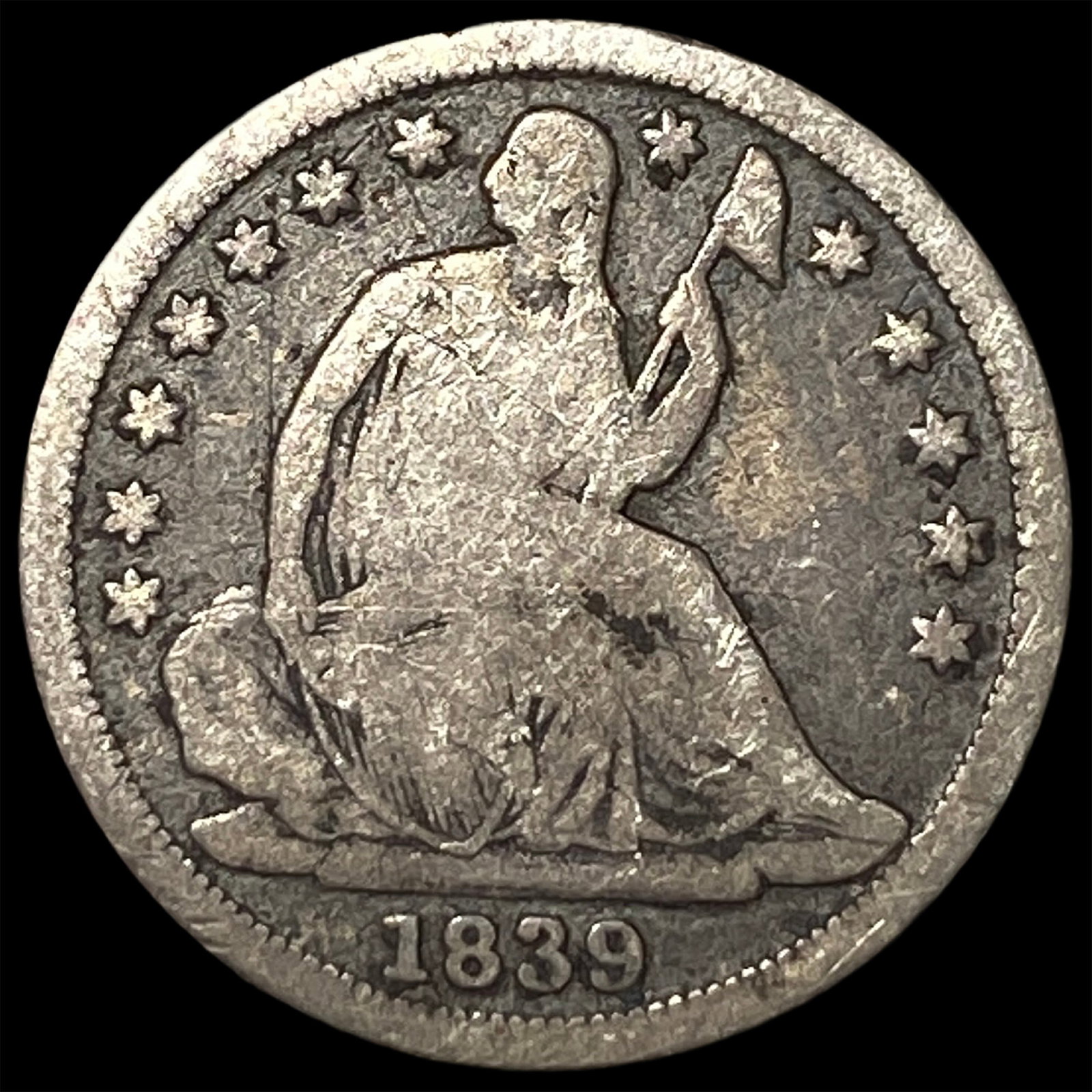 1839-O Silver Seated Liberty Half Dime LIGHTLY CIRCULATED: 1839-O Silver Seated Liberty Half Dime LIGHTLY CIRCULATED