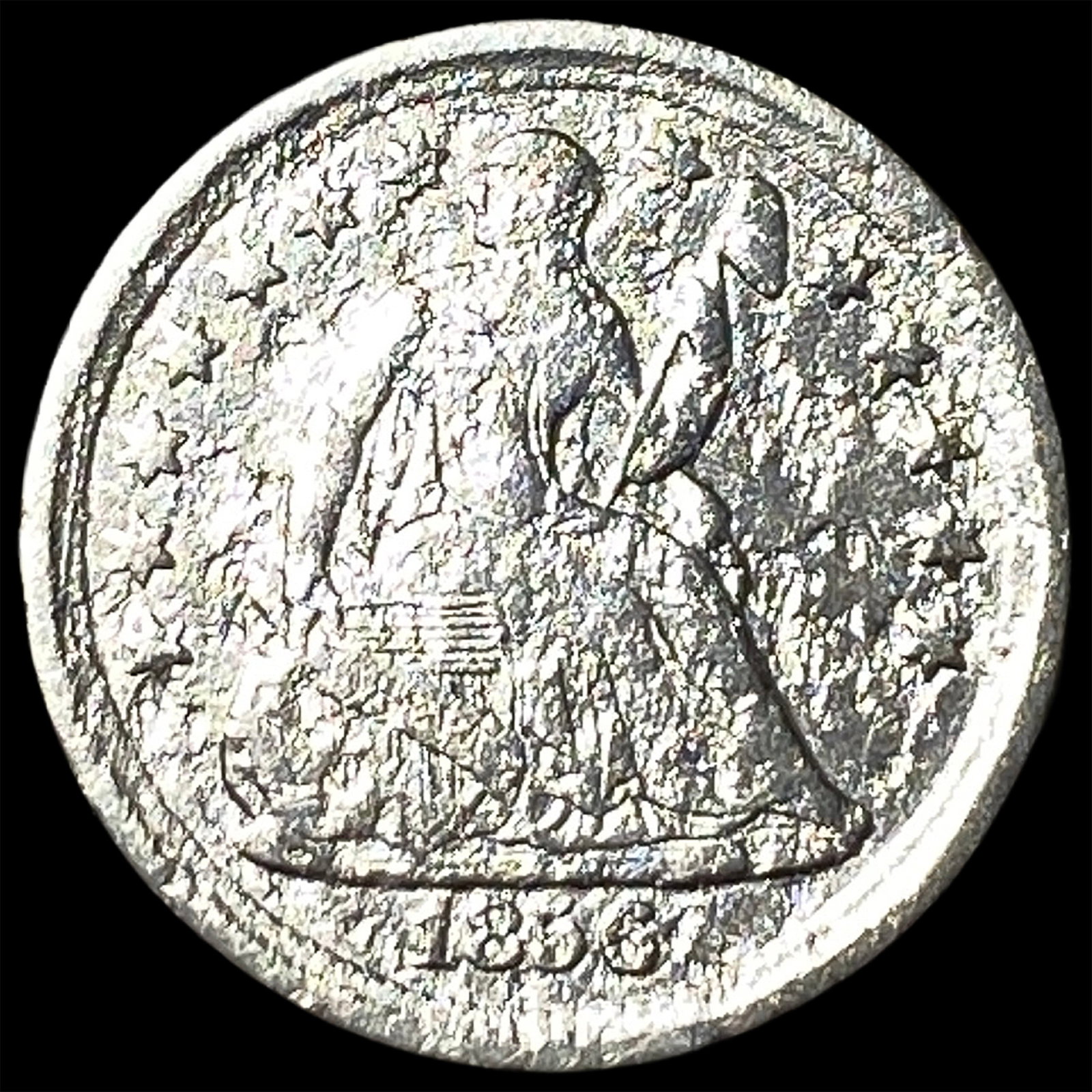 1856 Silver Seated Liberty Half Dime CLOSELY UNCIRCULATED: 1856 Silver Seated Liberty Half Dime CLOSELY UNCIRCULATED