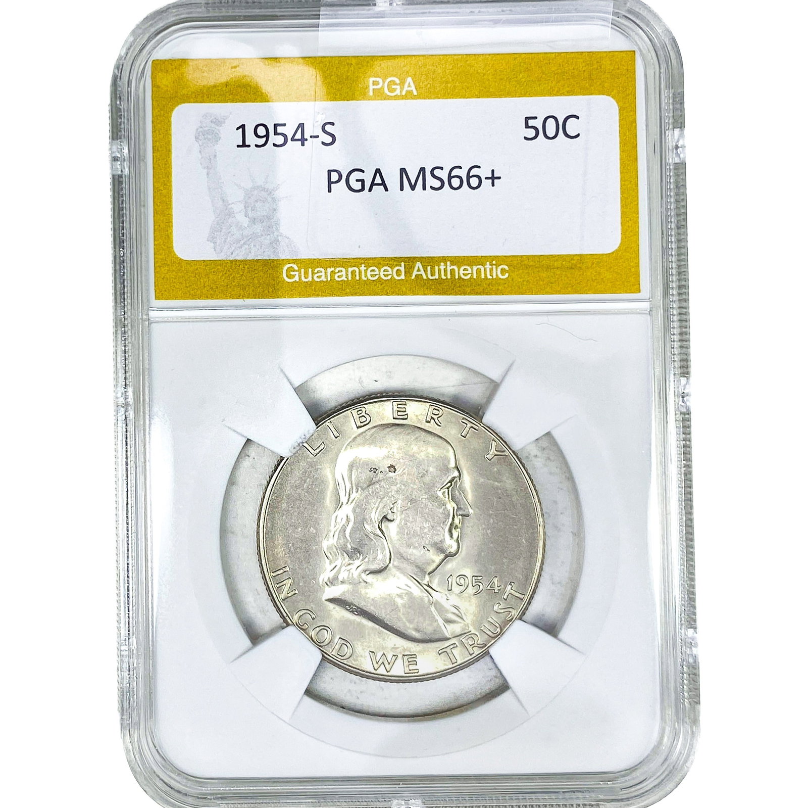 1954-S Franklin Half Dollar PGA MS66+: 1954-S Franklin Half Dollar PGA MS66+