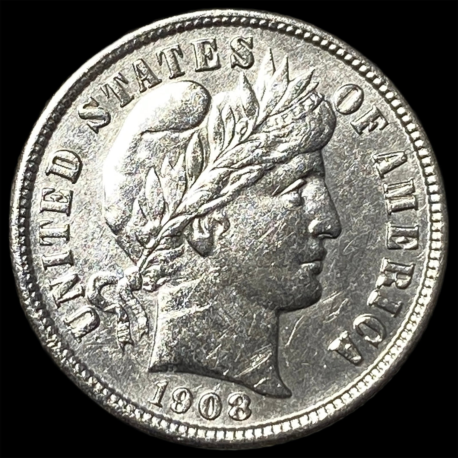 1908-S Silver Barber Dime UNCIRCULATED: 1908-S Silver Barber Dime UNCIRCULATED