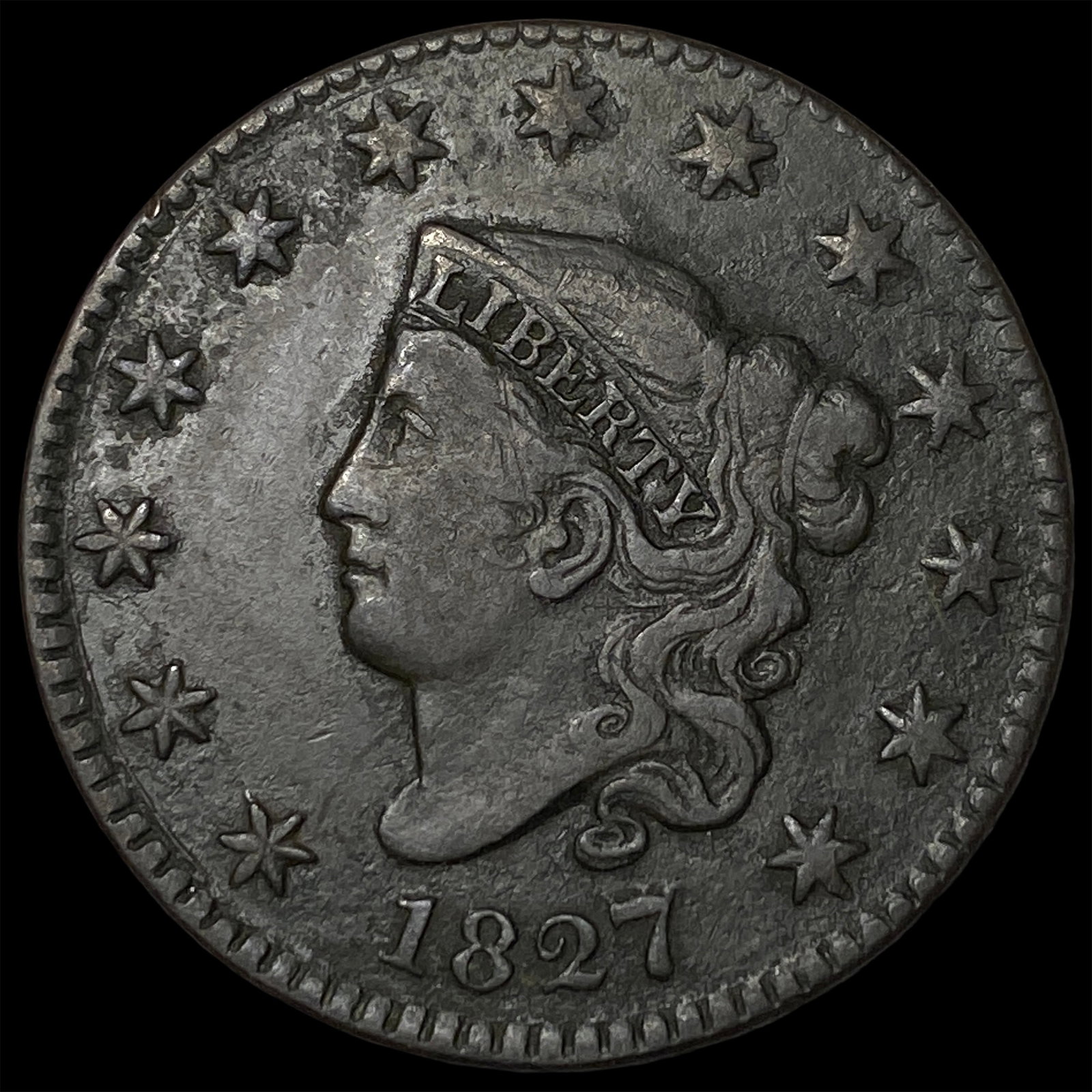 1827 Coronet Head Large Cent ABOUT UNCIRCULATED (1 of 2)