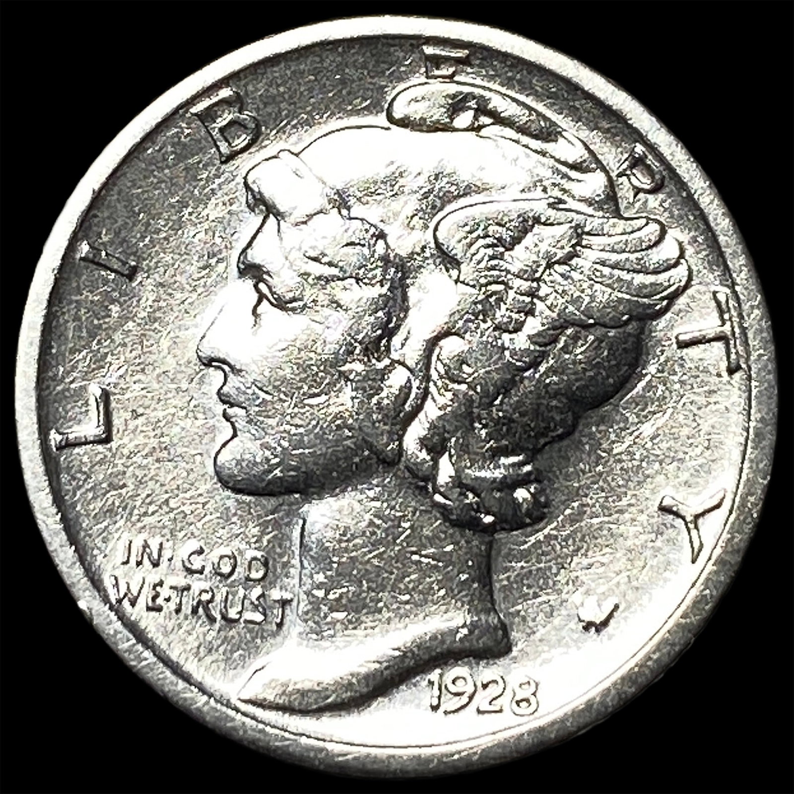 1928-S Silver Mercury Dime ABOUT UNCIRCULATED: 1928-S Silver Mercury Dime ABOUT UNCIRCULATED