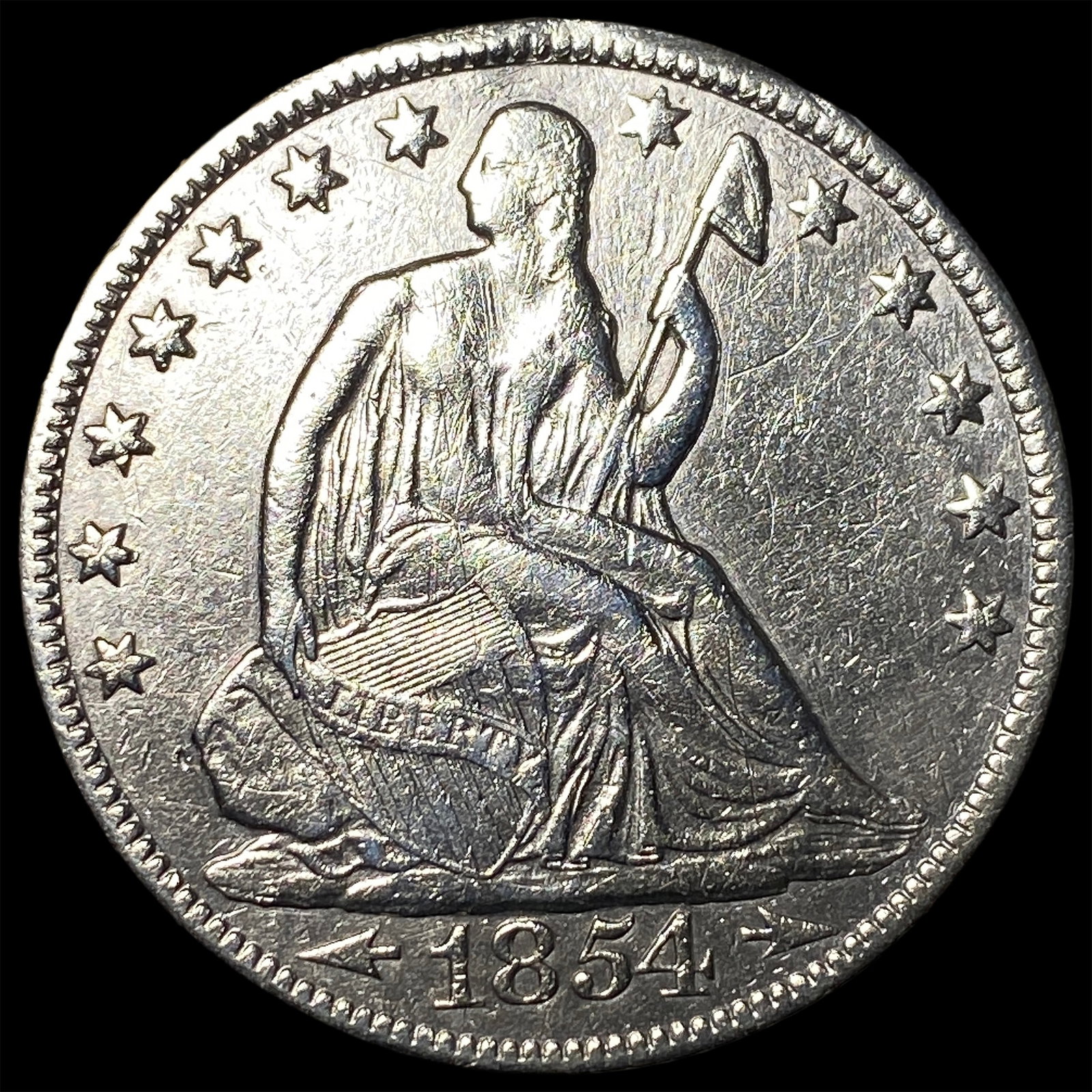 1854-O Silver Seated Liberty Half Dollar CLOSELY UNCIRCULATED: 1854-O Silver Seated Liberty Half Dollar CLOSELY UNCIRCULATED
