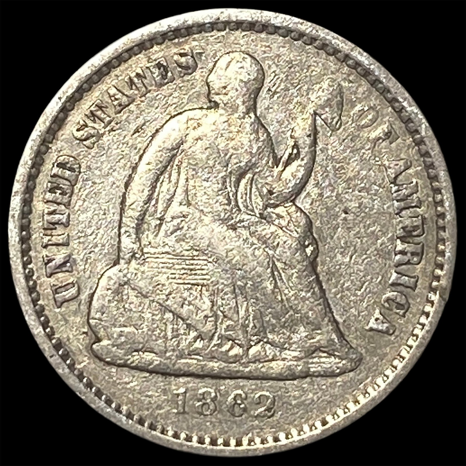 1862 Seated Liberty Silver Half Dime LIGHTLY CIRCULATED: 1862 Seated Liberty Silver Half Dime LIGHTLY CIRCULATED