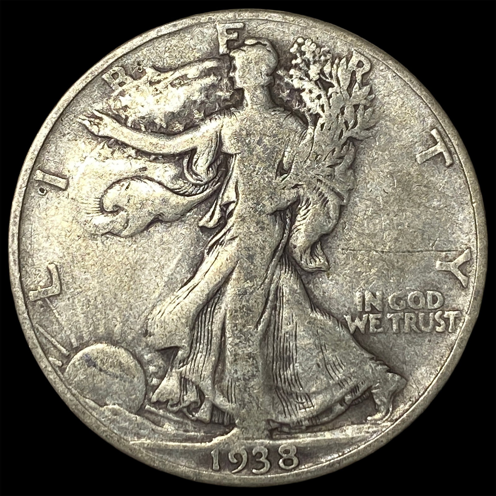 1938-D Silver Walking Liberty Half Dollar LIGHTLY CIRCULATED (1 of 2)