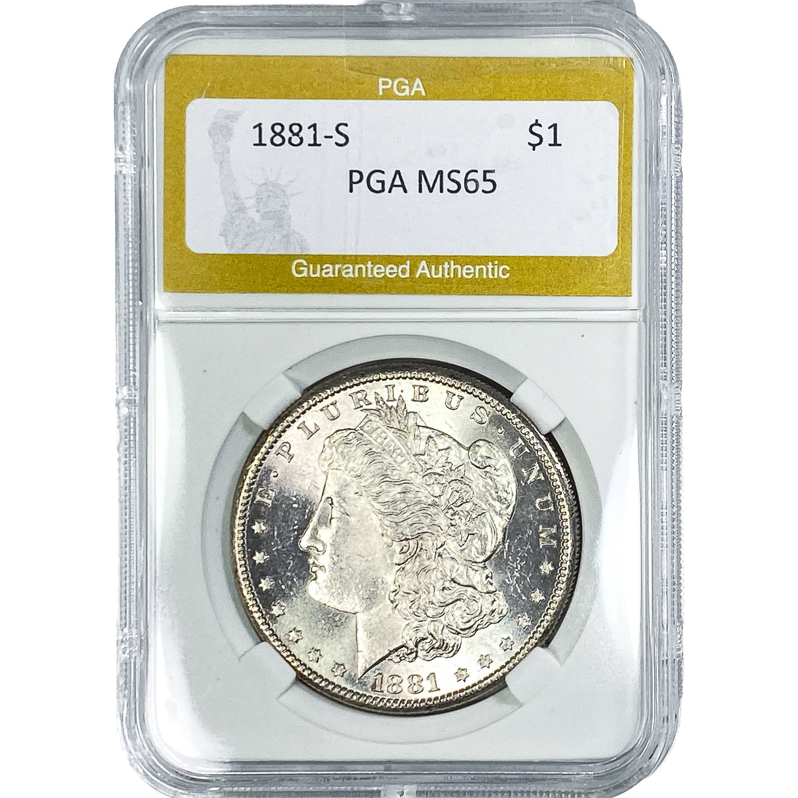 1881-S Morgan Silver Dollar PGA MS65: 1881-S Morgan Silver Dollar PGA MS65