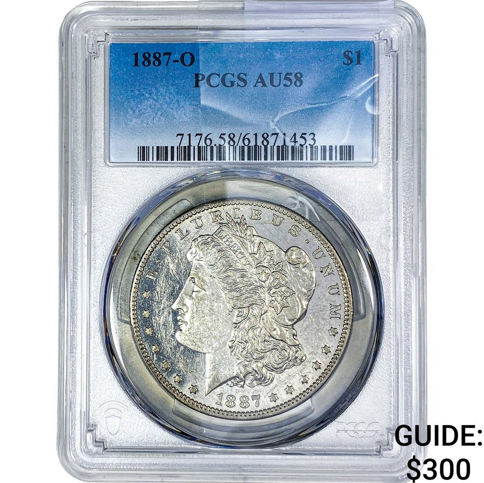 1887-O Morgan Silver Dollar PCGS AU58: 1887-O Morgan Silver Dollar PCGS AU58