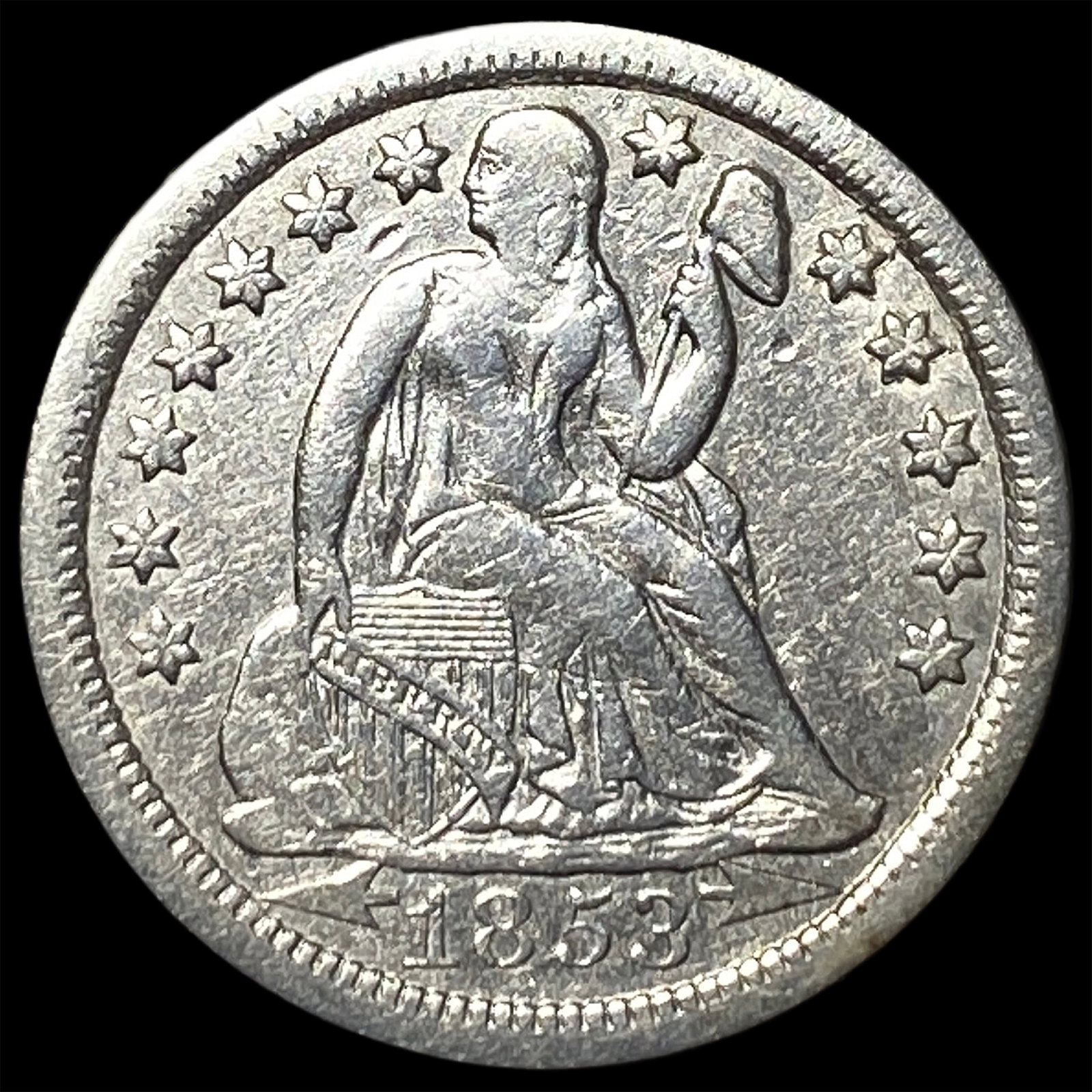 1853-O Silver Seated Liberty Dime CLOSELY UNCIRCULATED: 1853-O Silver Seated Liberty Dime CLOSELY UNCIRCULATED