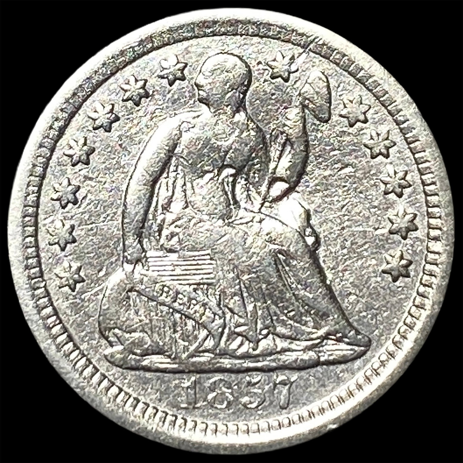 1857-O Silver Seated Liberty Half Dime CLOSELY UNCIRCULATED: 1857-O Silver Seated Liberty Half Dime CLOSELY UNCIRCULATED