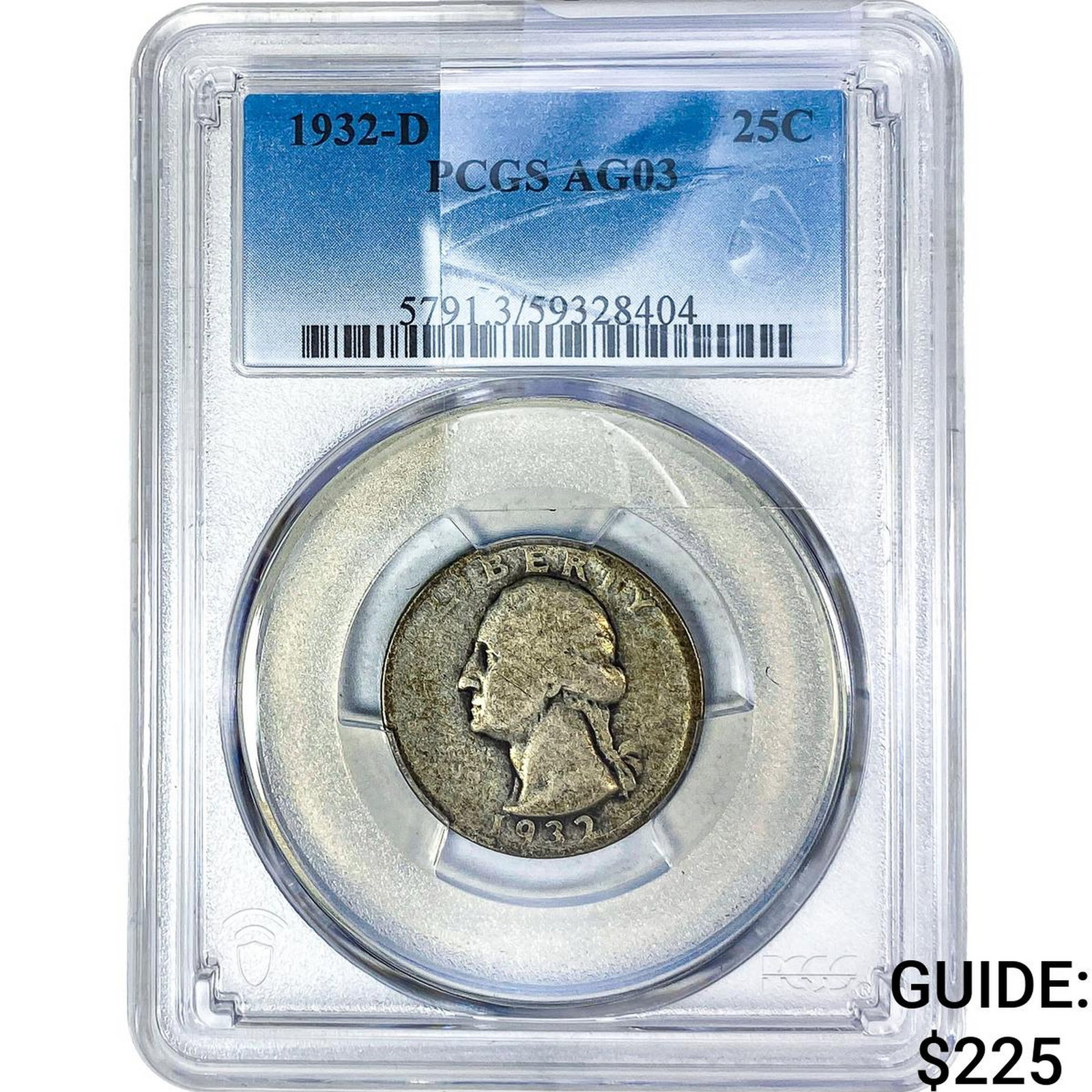 1932-D Washington Silver Quarter PCGS AG03: 1932-D Washington Silver Quarter PCGS AG03