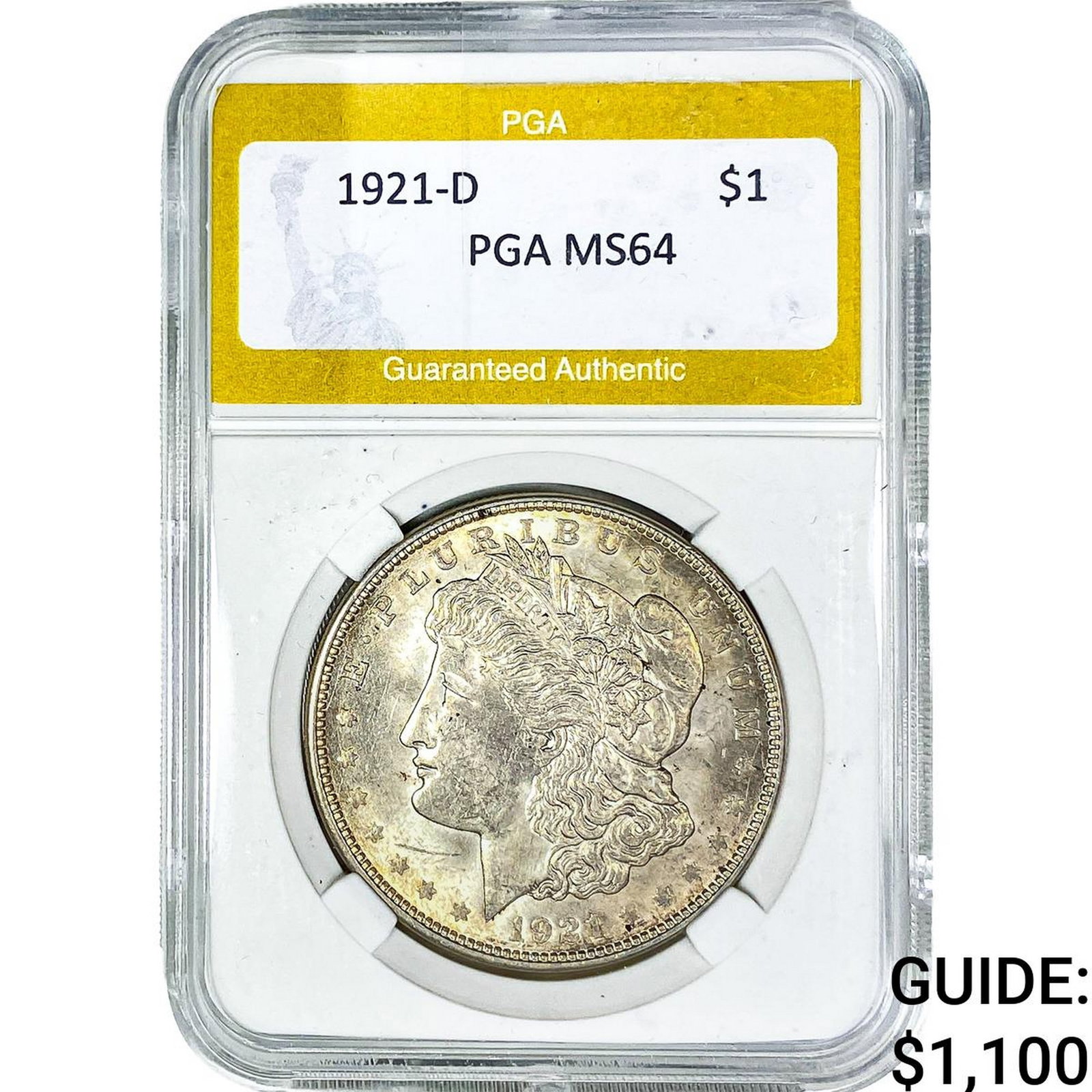 1921-D Morgan Silver Dollar PGA MS64: 1921-D Morgan Silver Dollar PGA MS64