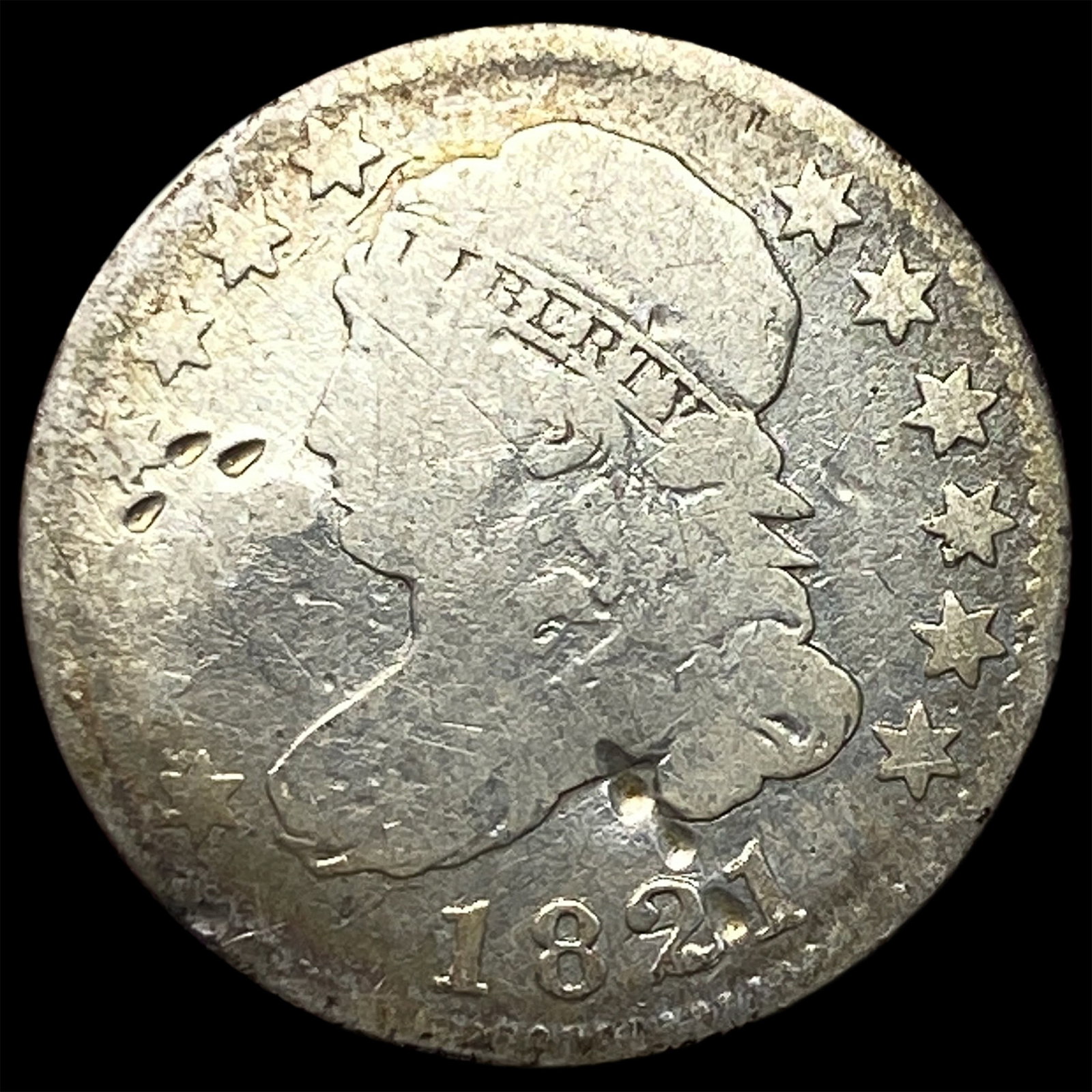 1821 Silver Capped Bust Dime NICELY CIRCULATED: 1821 Silver Capped Bust Dime NICELY CIRCULATED