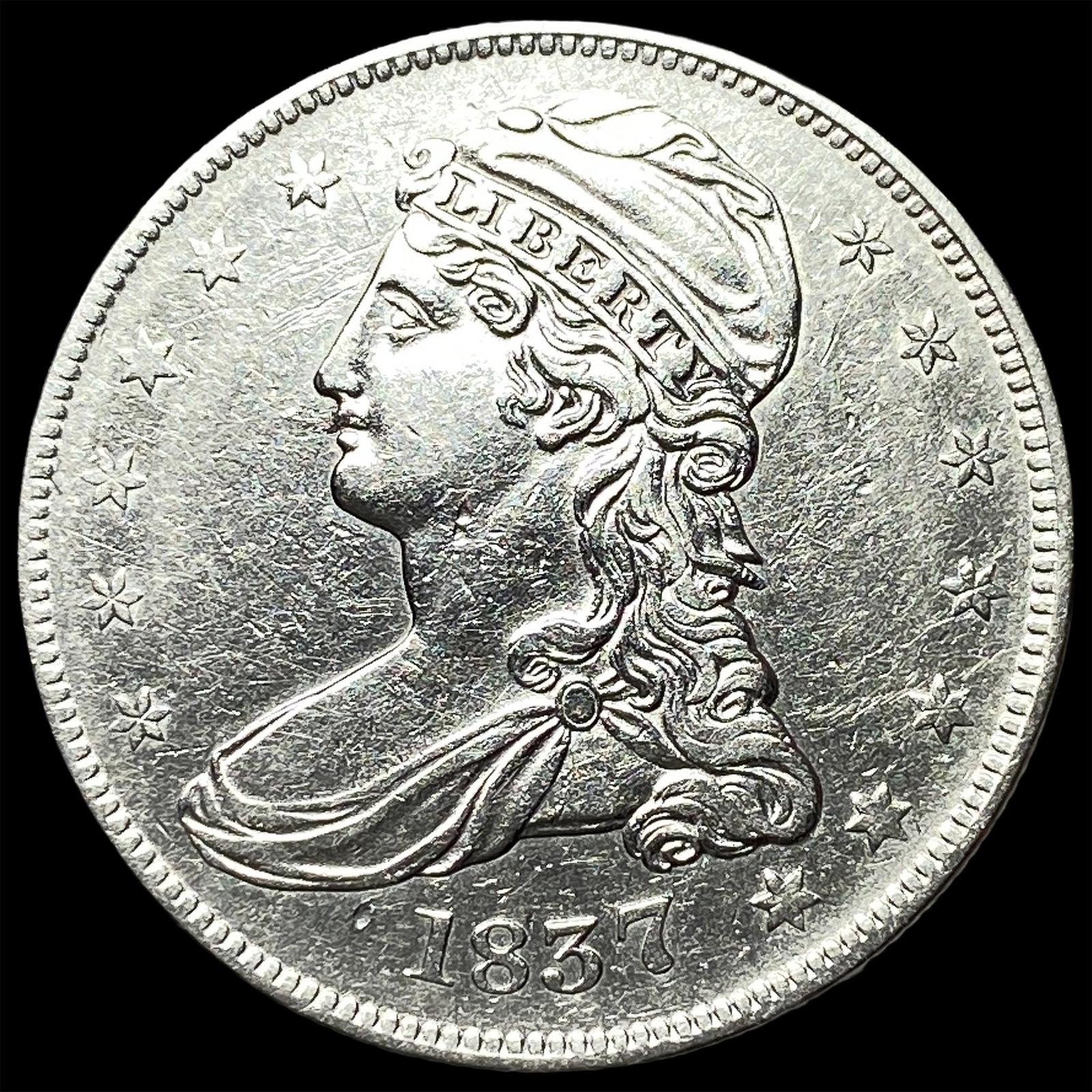 1837 Silver Capped Bust Half Dollar CHOICE AU: 1837 Silver Capped Bust Half Dollar CHOICE AU