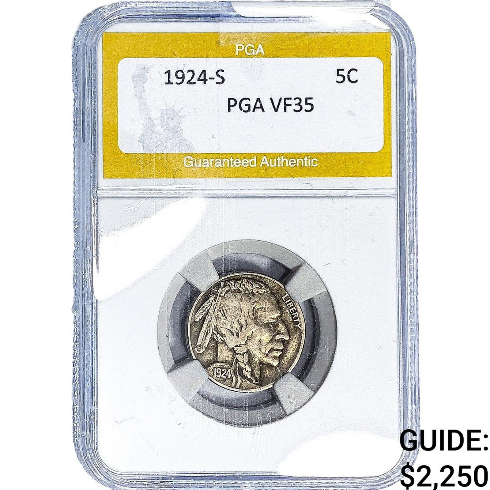 1924-S Buffalo Nickel PGA VF35: 1924-S Buffalo Nickel PGA VF35