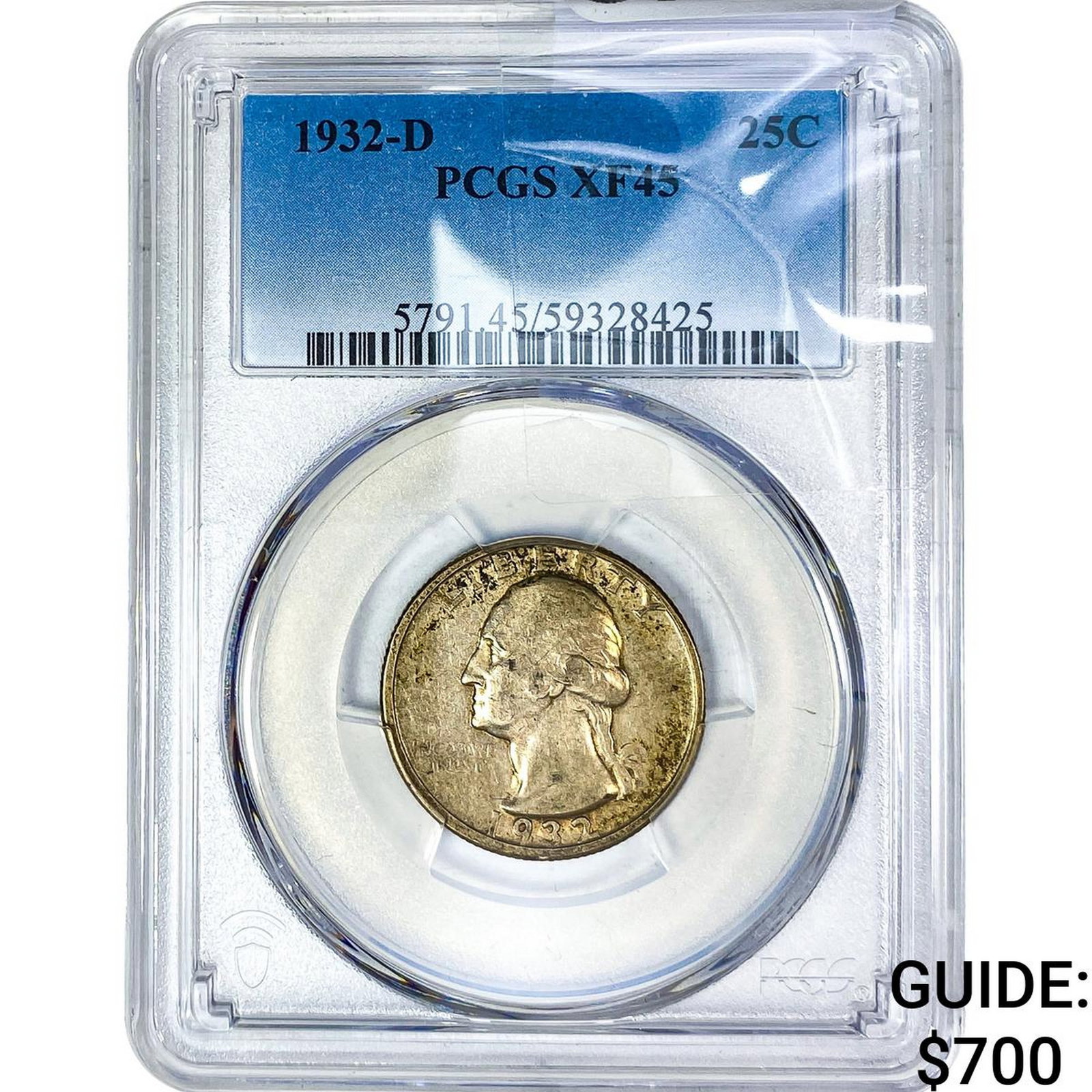 1932-D Washington Silver Quarter PCGS XF45: 1932-D Washington Silver Quarter PCGS XF45