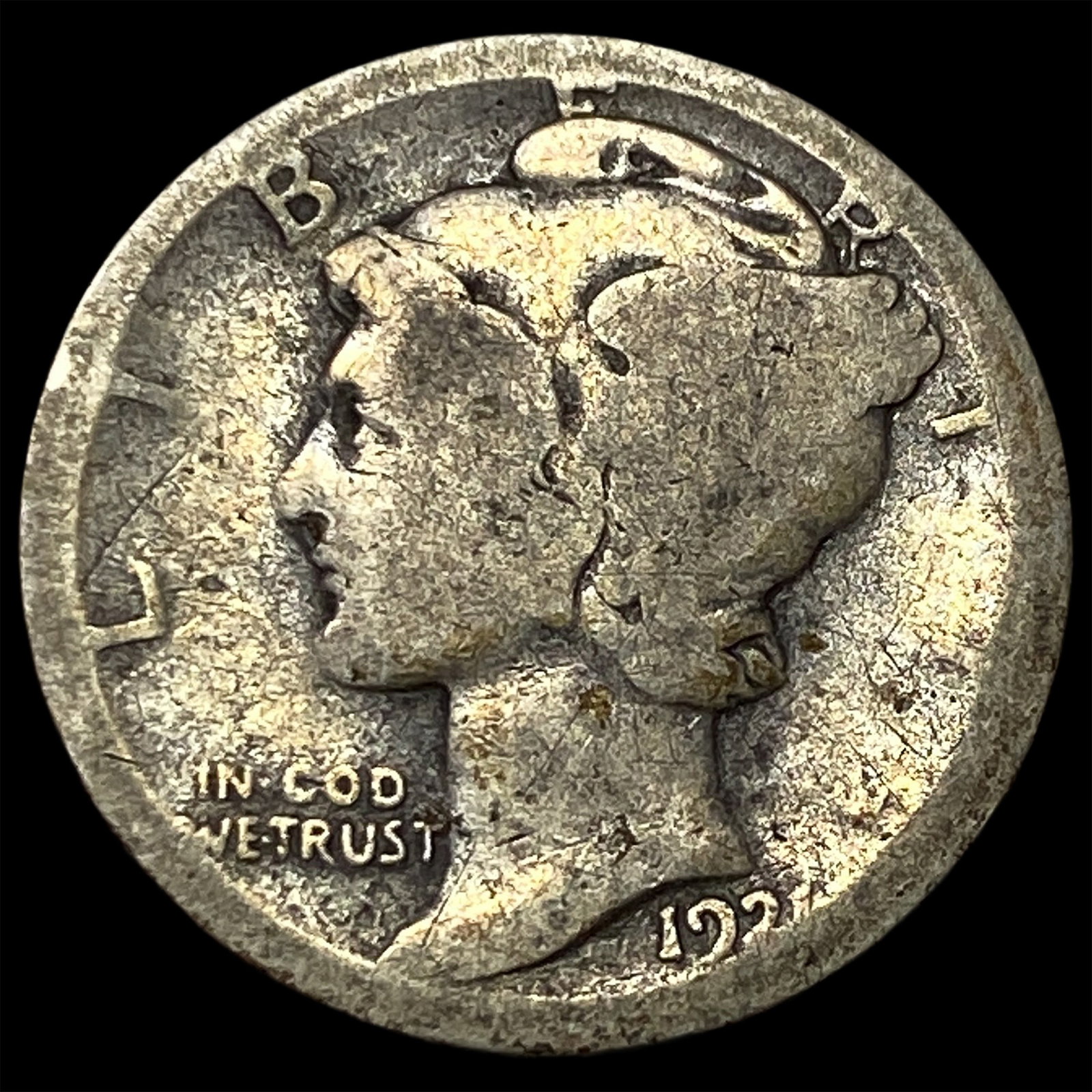 1921 Silver Mercury Dime NICELY CIRCULATED: 1921 Silver Mercury Dime NICELY CIRCULATED