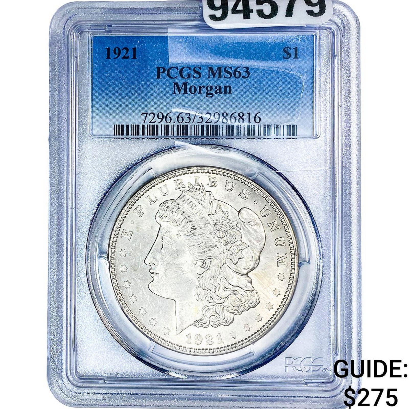 1921 Morgan Silver Dollar PCGS MS63: 1921 Morgan Silver Dollar PCGS MS63
