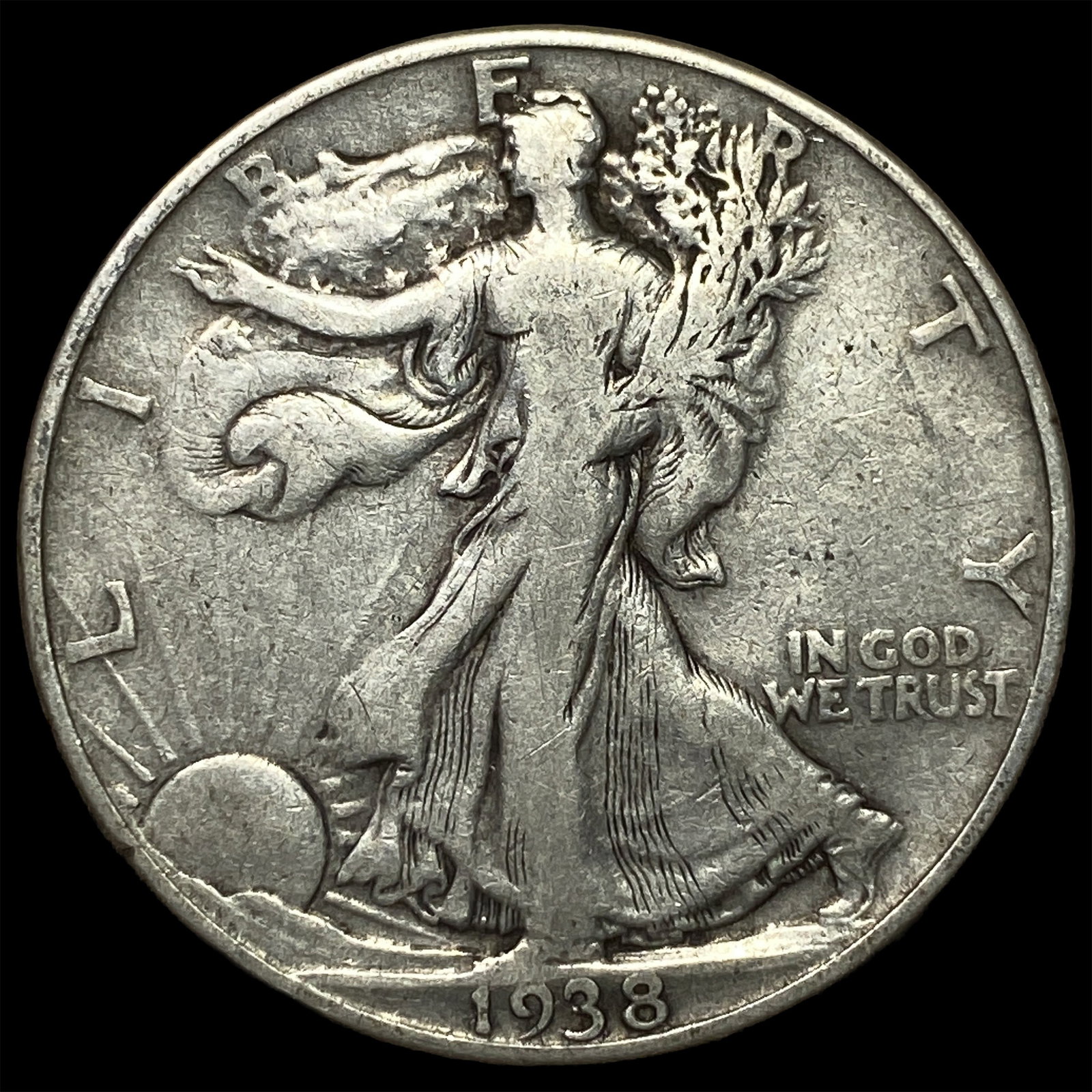 1938-D Silver Walking Liberty Half Dollar LIGHTLY CIRCULATED (1 of 2)