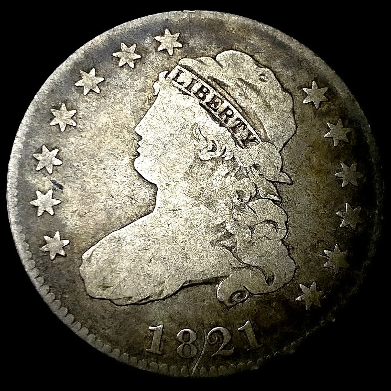 1821 Silver Capped Bust Quarter NICELY CIRCULATED