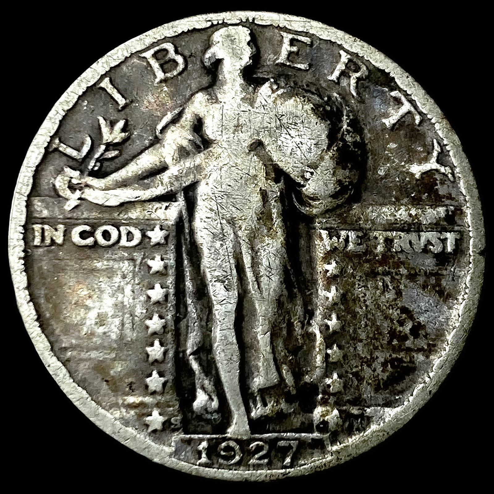 1927-S Silver Standing Liberty Quarter LIGHTLY CIRCULATED: 1927-S Silver Standing Liberty Quarter LIGHTLY CIRCULATED