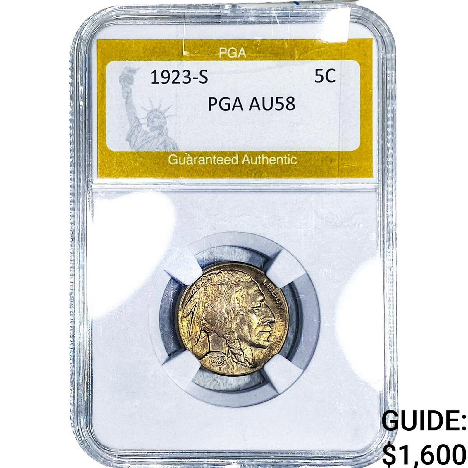 1923-S Buffalo Nickel PGA AU58: 1923-S Buffalo Nickel PGA AU58