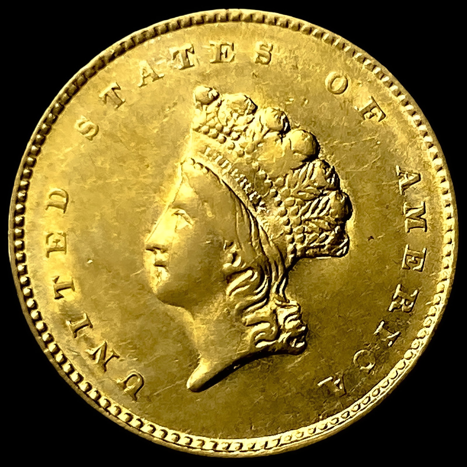 1855 Gold $1 Indian Head Type 2 CLOSELY UNCIRCULATED: 1855 Gold $1 Indian Head Type 2 CLOSELY UNCIRCULATED