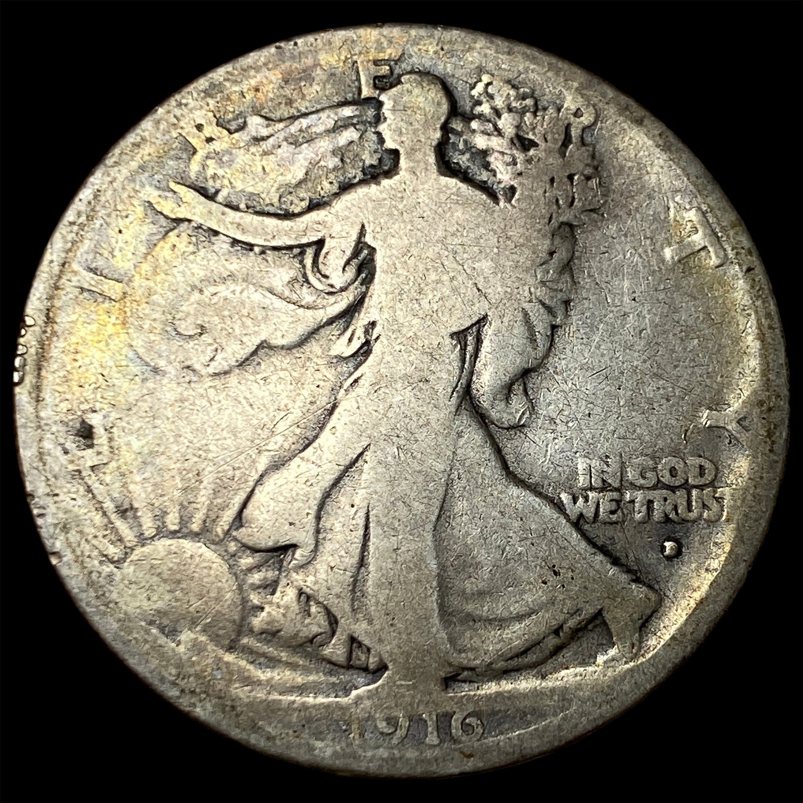 1916-D Silver Walking Liberty Half Dollar NICELY CIRCULATED: 1916-D Silver Walking Liberty Half Dollar NICELY CIRCULATED