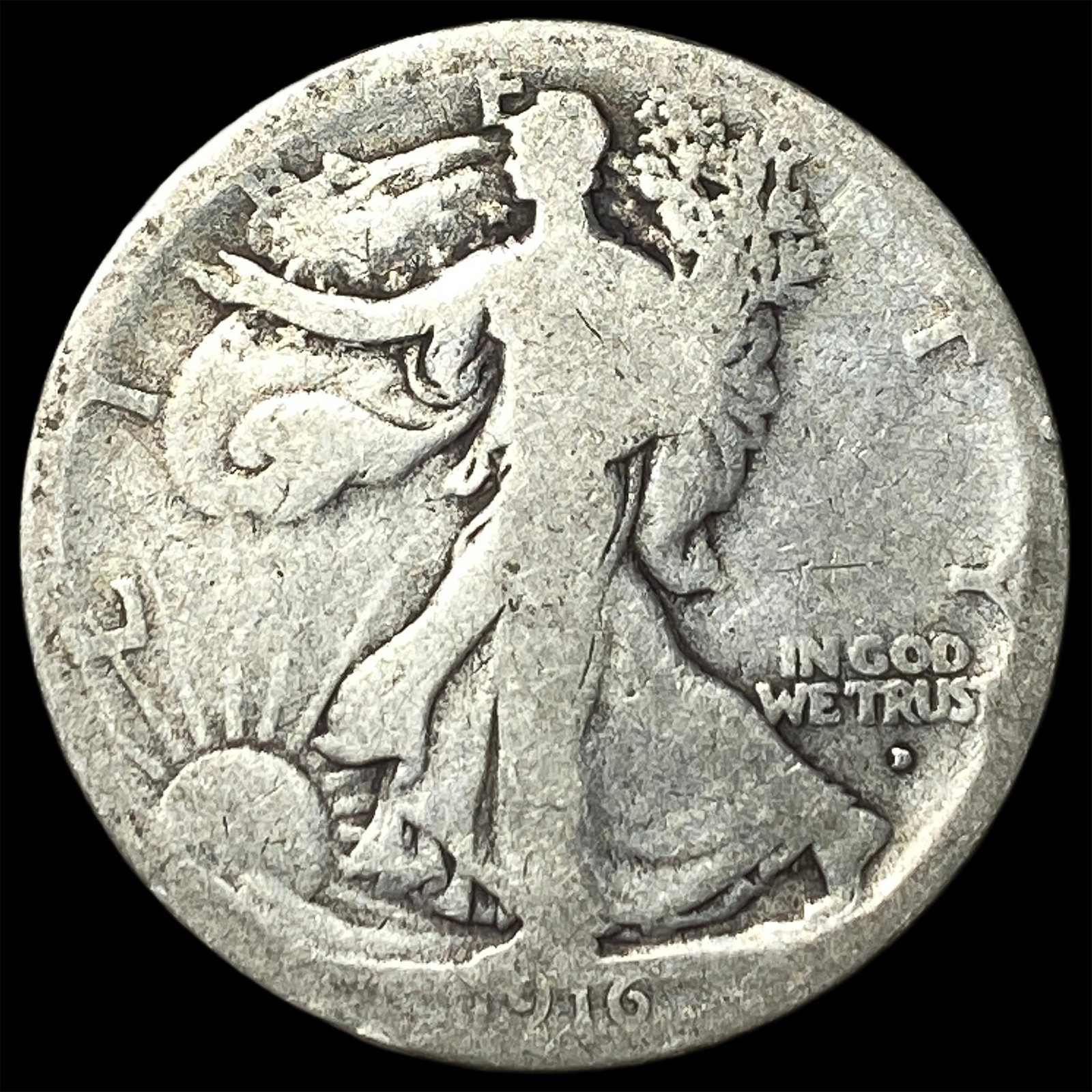1916-D Walking Liberty Half Dollar NICELY CIRCULATED: 1916-D Walking Liberty Half Dollar NICELY CIRCULATED