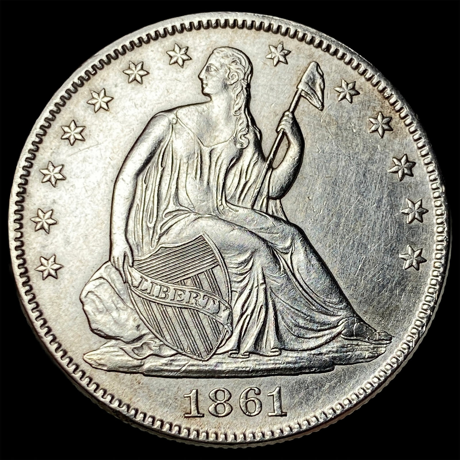 1861 Silver Seated Liberty Half Dollar UNCIRCULATED (1 of 2)