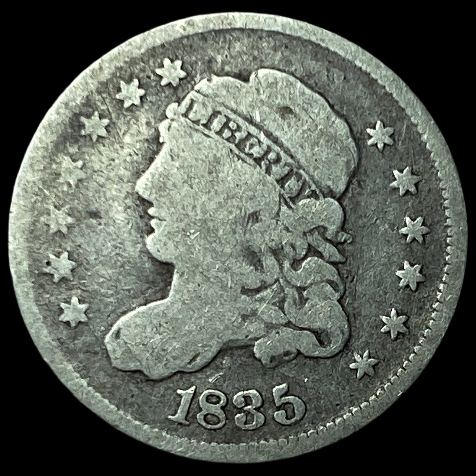 1835 Capped Bust Half Dime NICELY CIRCULATED: 1835 Capped Bust Half Dime NICELY CIRCULATED