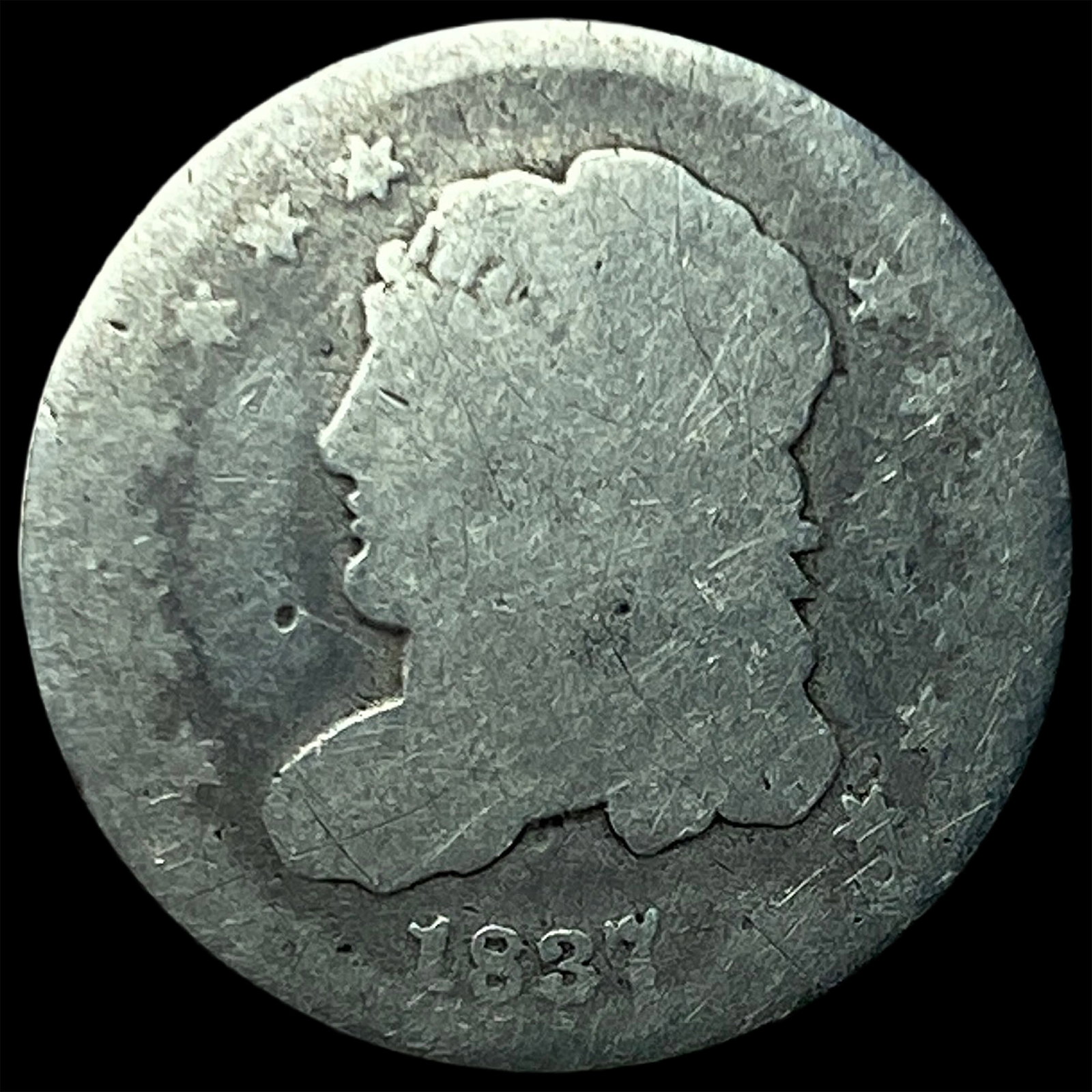 1837 Capped Bust Half Dime NICELY CIRCULATED: 1837 Capped Bust Half Dime NICELY CIRCULATED