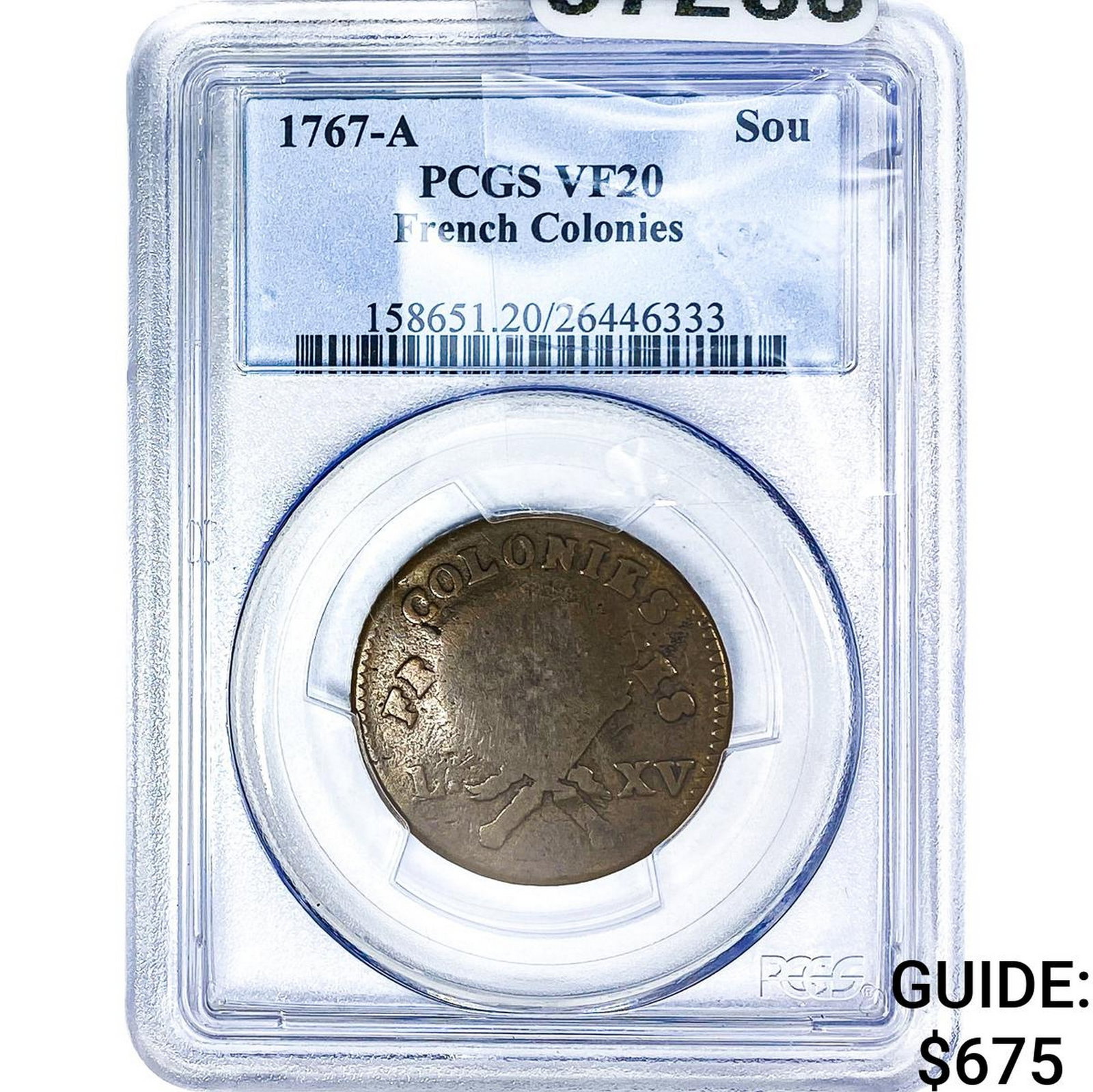1767-A French Colonies 1 Sou PCGS VF20 (1 of 2)