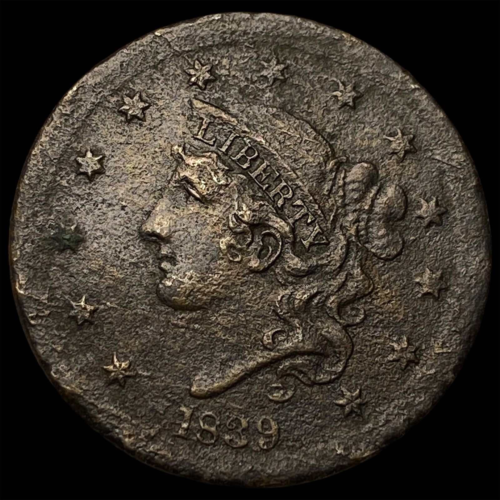 1839 Braided Hair Large Cent NEARLY UNCIRCULATED: 1839 Braided Hair Large Cent NEARLY UNCIRCULATED