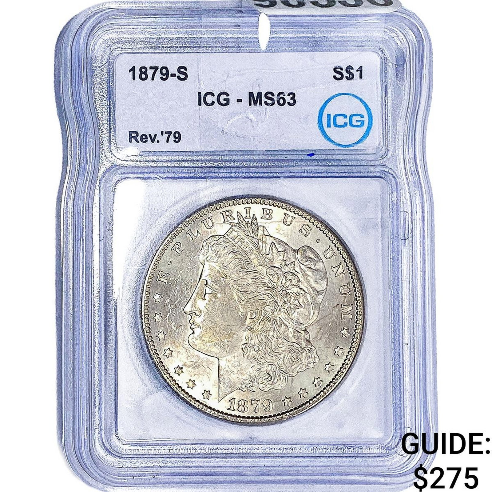 1879-S Morgan Silver Dollar ICG MS63: 1879-S Morgan Silver Dollar ICG MS63