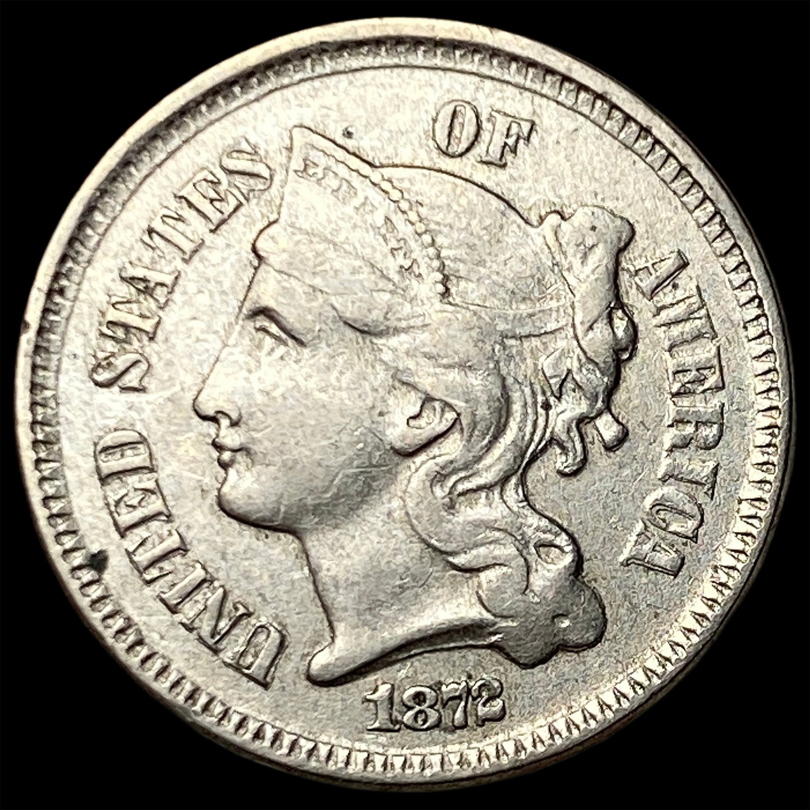 1872 Nickel Three-Cent Piece UNCIRCULATED: 1872 Nickel Three-Cent Piece UNCIRCULATED