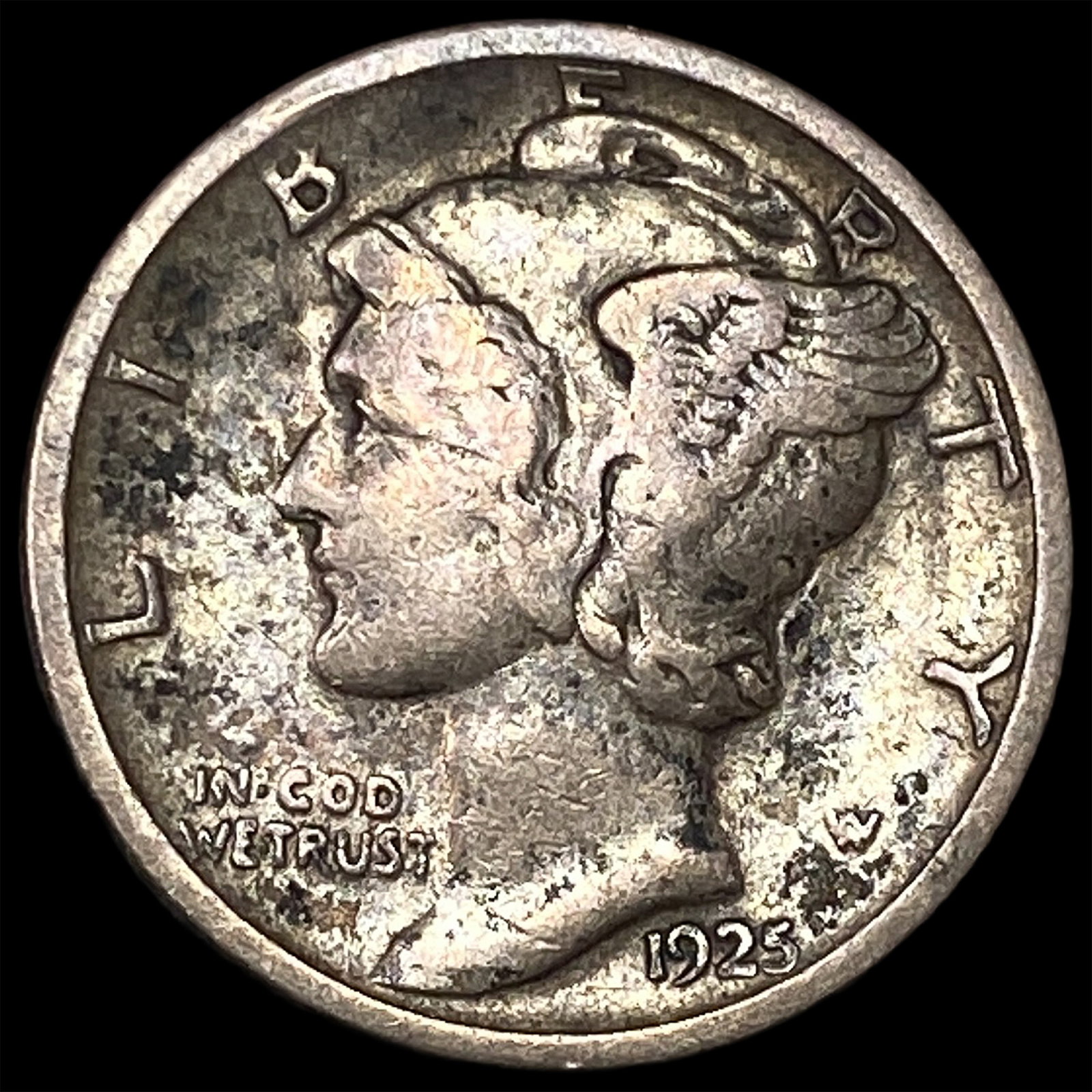 1925-S Silver Mercury Dime NEARLY UNCIRCULATED: 1925-S Silver Mercury Dime NEARLY UNCIRCULATED