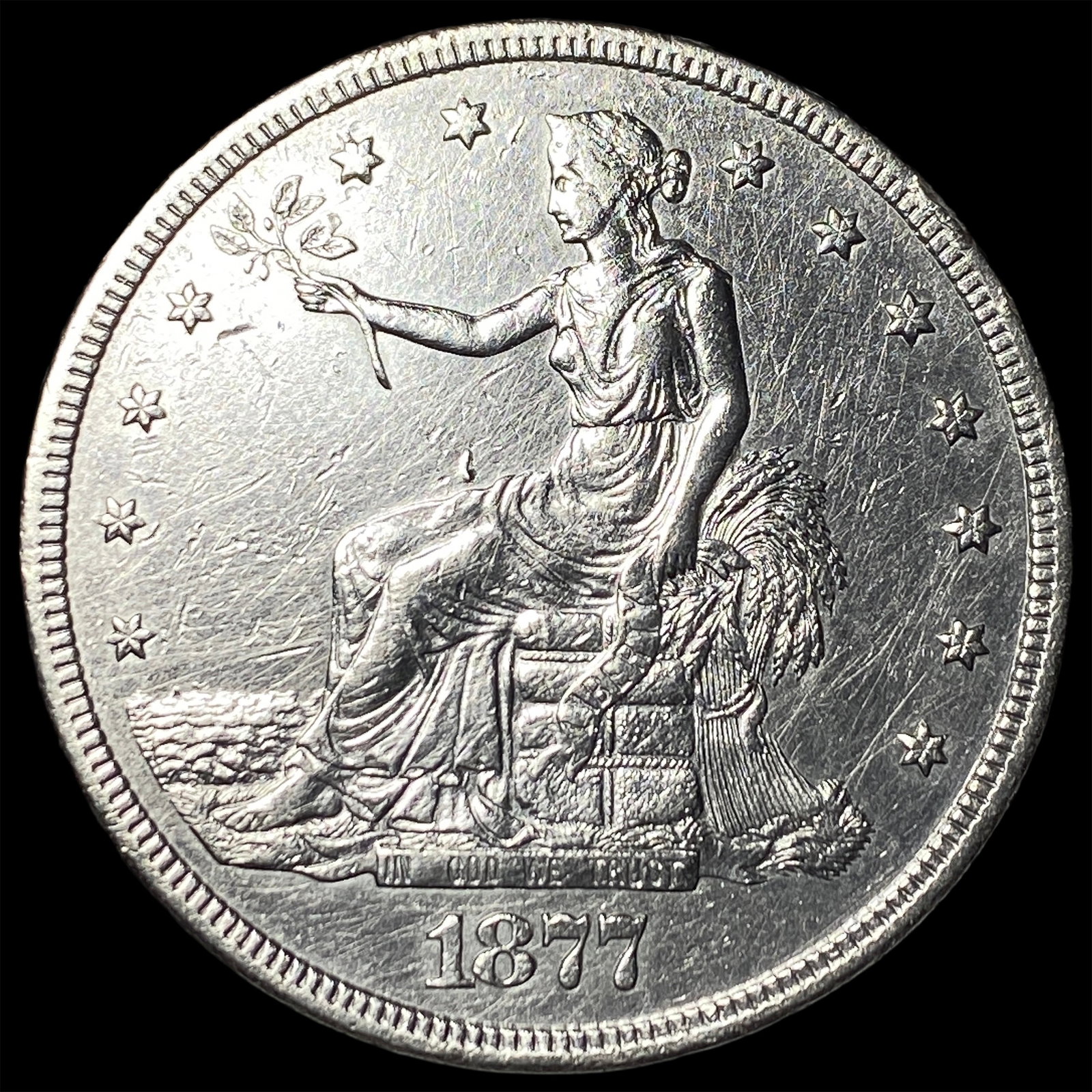 1877-S Silver Trade Dollar CHOICE AU: 1877-S Silver Trade Dollar CHOICE AU