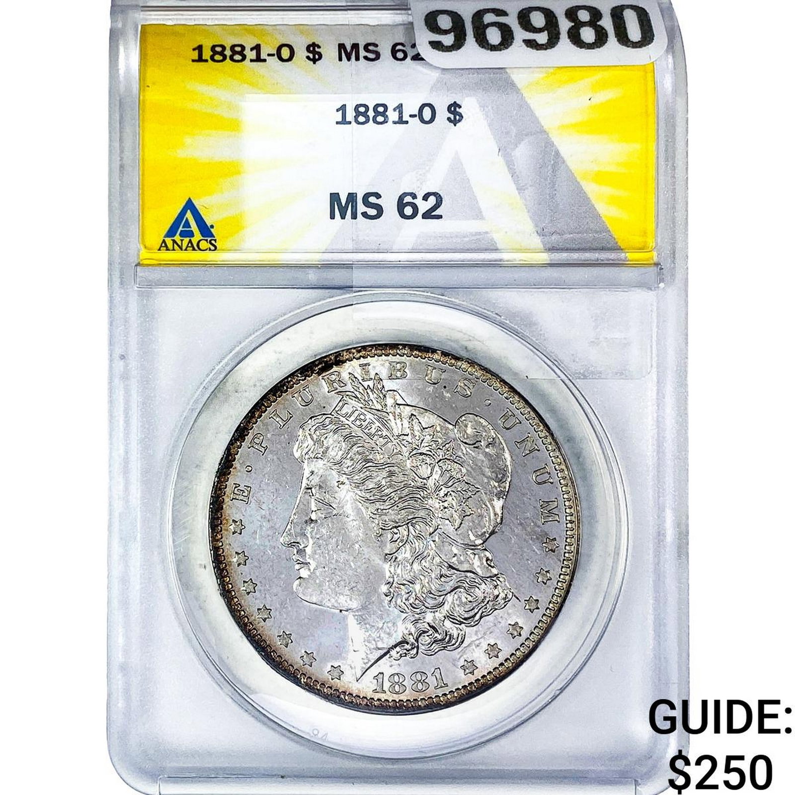 1881-O Morgan Silver Dollar ANACS MS62: 1881-O Morgan Silver Dollar ANACS MS62